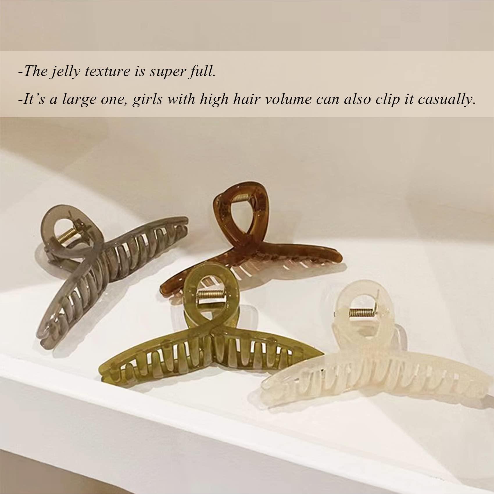 Big Hair Claw Clips - Butterfly Hair Accessories for Women and Girls with Long, Thick Hair - Large 5.1 Jelly Clips, 4 Pcs, Mother's Day Gifts - Image 8