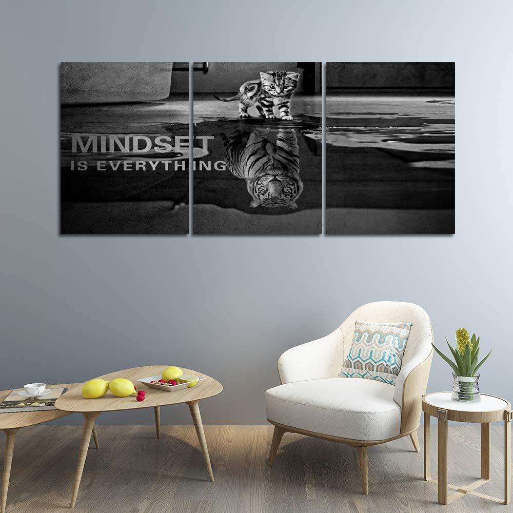 3 Panels Mindset is Everything Motivational Canvas Wall Art Inspirational Entrepreneur Quotes Poster Print Artwork Painting Picture for Framed Home Decoration Living Room office bedroom 36''W x 16''H - Image 3