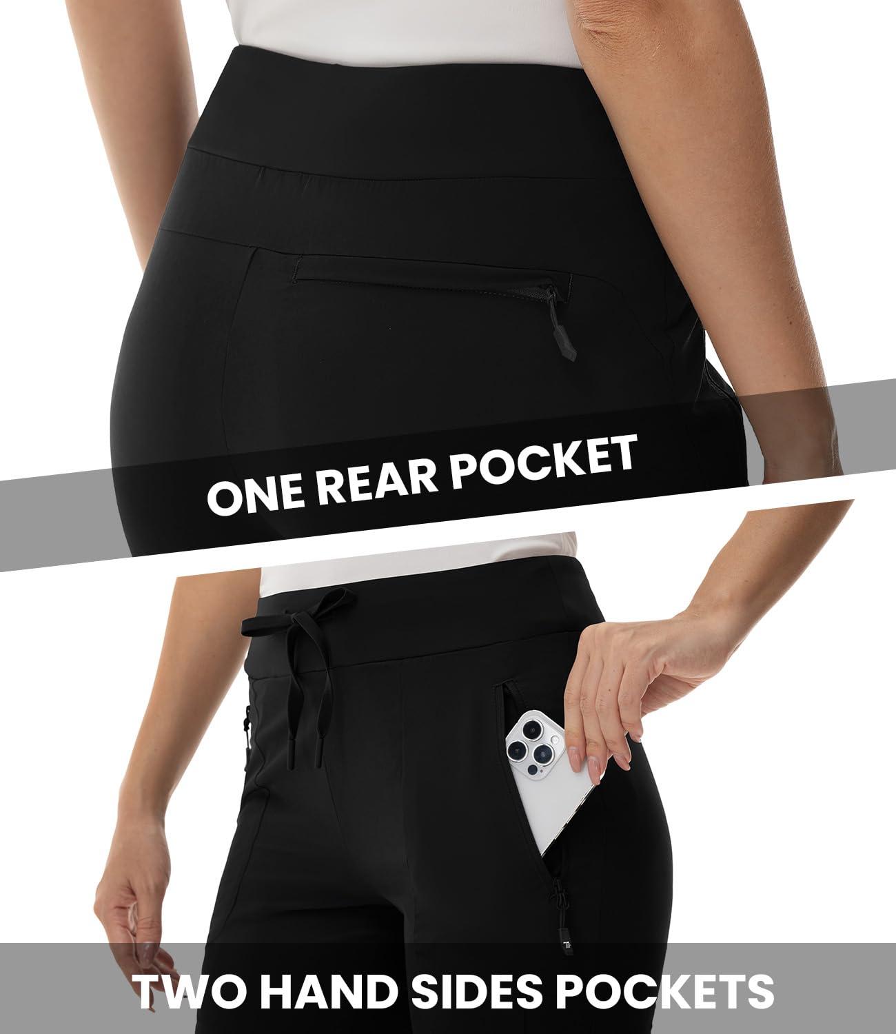 BASUDAM Women's Athletic Pants Quick Dry Lightweight Zipper Pockets Adjustable Ankle Outdoor Sports Hiking Running Jogging - Image 2