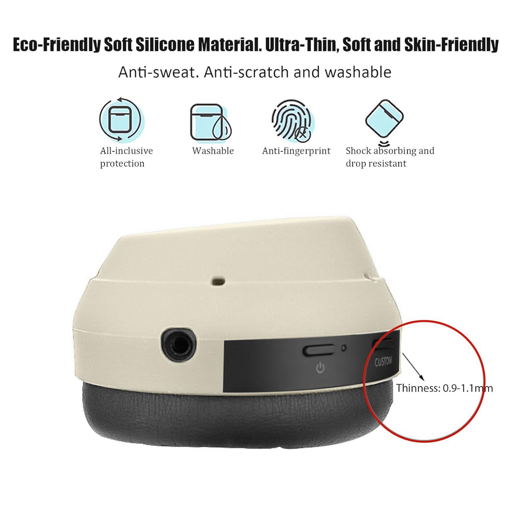 Adhiper 3Sets Silicone Sweat Case Cover for Sony WH-1000XM4 WH-1000XM3 Headphones, Silicone XM4 Earpad Cover/Ear Covers/Headband Cover Protector, Sweat Proof Soft Headphone Accessories (Off White) - Image 5