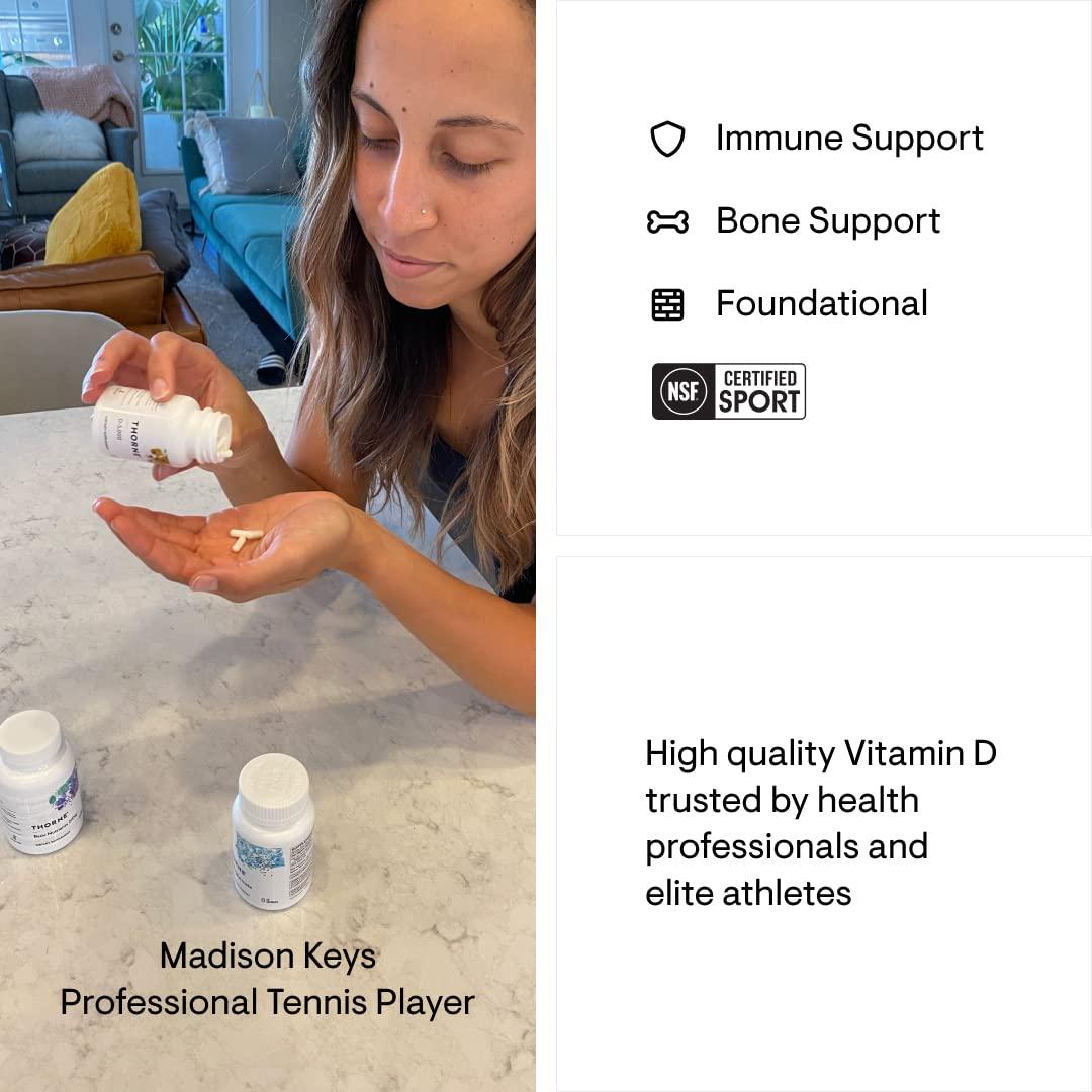THORNE Vitamin D-5000 - Vitamin D3 Supplement - Support Healthy Bones, Teeth, Muscles, Cardiovascular, and Immune Function* - NSF Certified for Sport - Dairy-Free, Soy-Free - 60 Capsules - Image 4