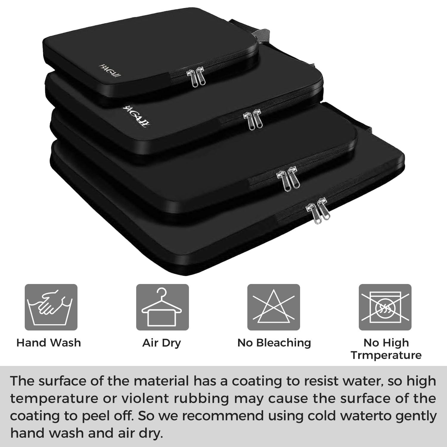 BAGAIL 4 Set/6 Set/8 Set Compression Packing Cubes Travel Accessories Expandable Packing Organizers (Cloth Pattern, 4-Black) - Image 8