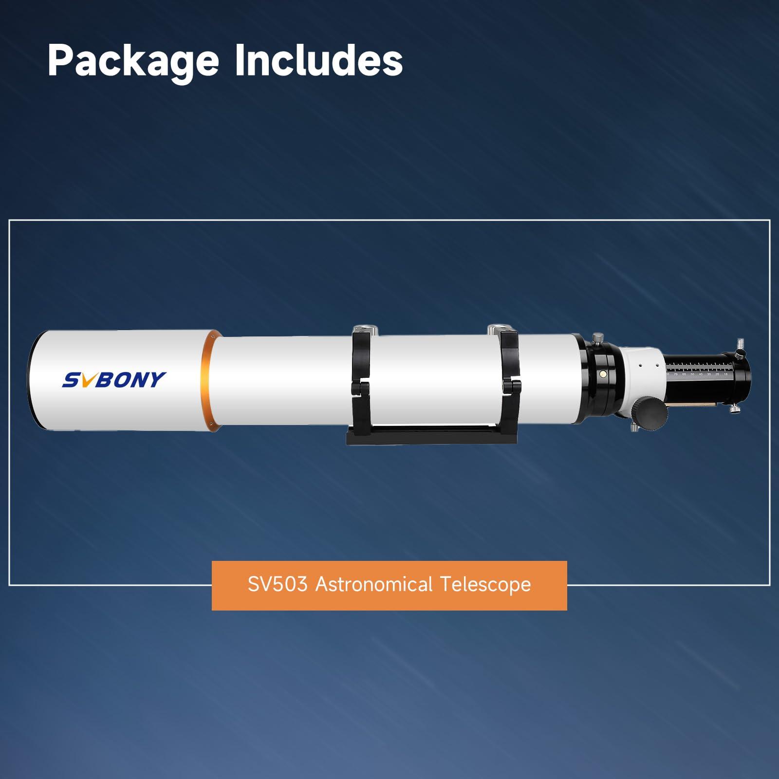 SVBONY SV503 Refractor Telescope, 102mm F7 Extra Low Dispersion Achromatic Refractor OTA, Dual-Speed Focuser, 90mm Back Focus, Telescope for Adults High Powered, for Deep Sky Planets Astrophotography - Image 9
