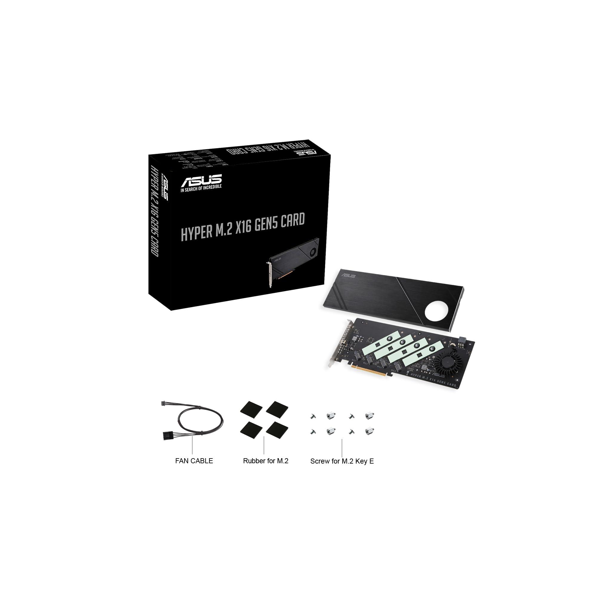 ASUS Hyper M.2 x16 Gen5 Card (PCIe 5.0/4.0) Supports Four NVMe M.2 (2242/2260/2280/22110) Devices up to 512 Gbps for AMD and Intel® Platform RAID Functions. - Image 2