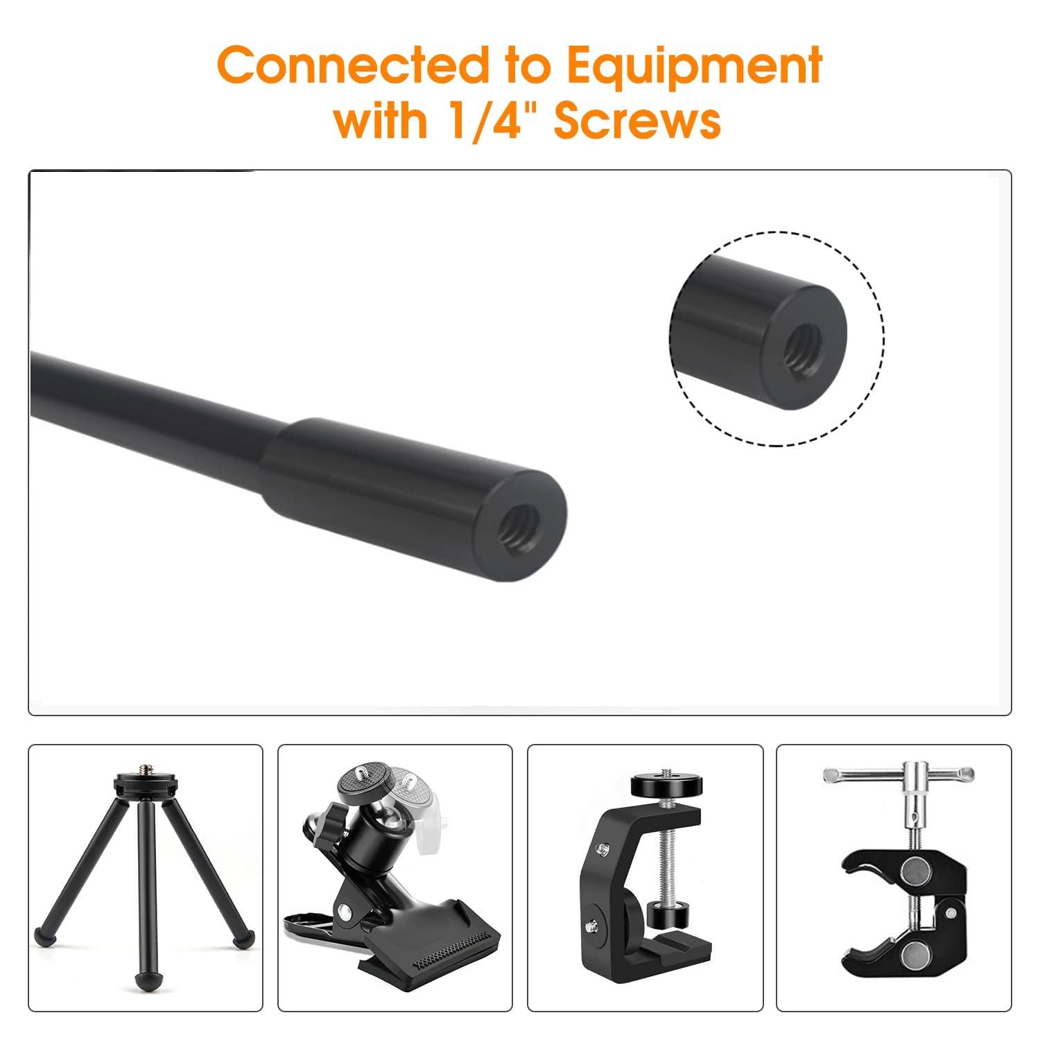 KAGYOKU Gooseneck Camera Mount 11 inch Gooseneck Arm 1/4 20 Threaded Male Female Flexible Tube Arm Max 4.4 lbs Load Phone Holder for DSLR Tripod Security cam Video Light - Image 3