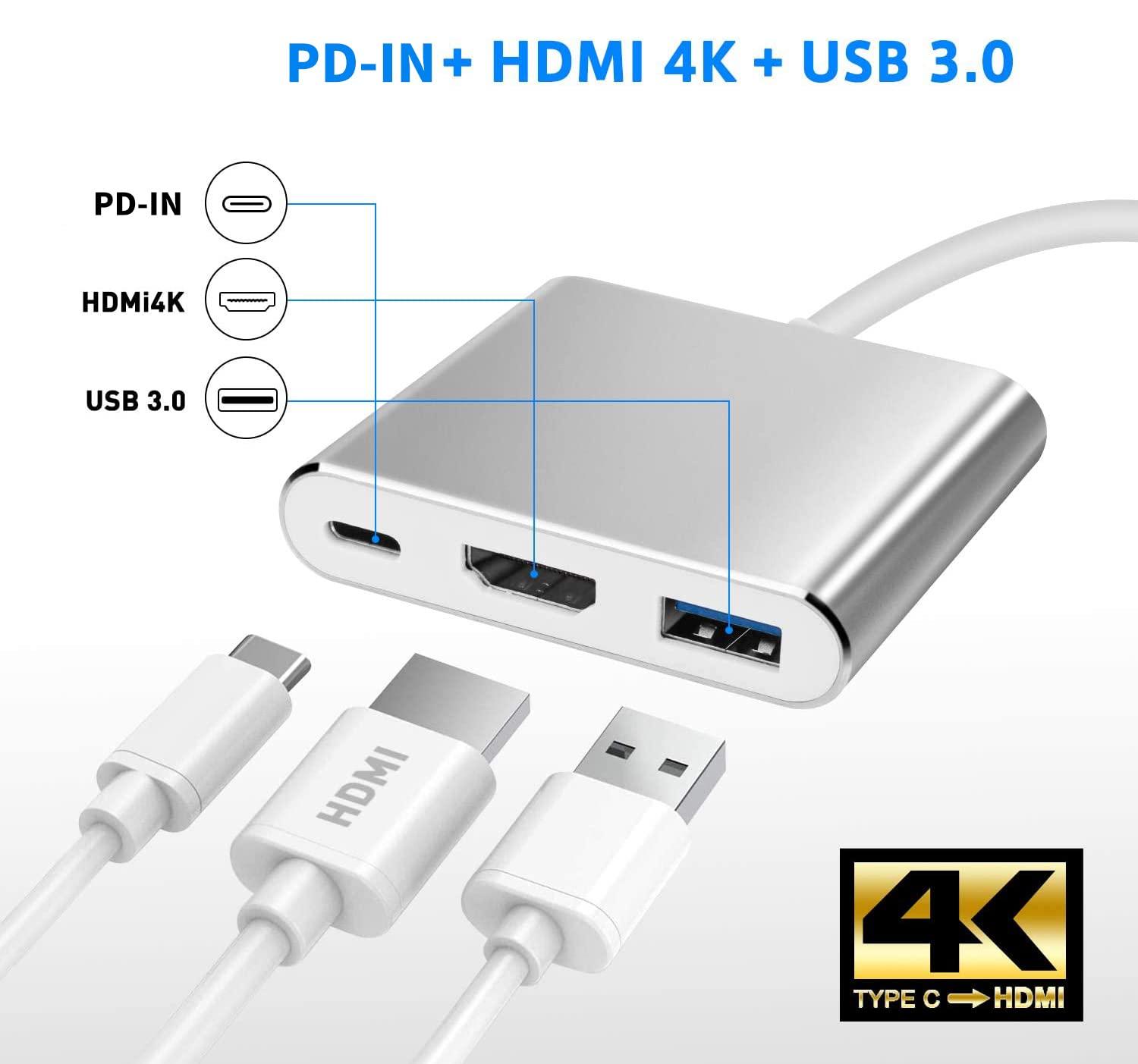 Battony USB C to HDMI Adapter USB Type C Adapter Multiport AV Converter with 4K HDMI Output C Port & 3.0 Fasting Charging Port Compatible for MacBook Pro MacBook Air 2019/2018 iPad Pro 2019 - Image 4