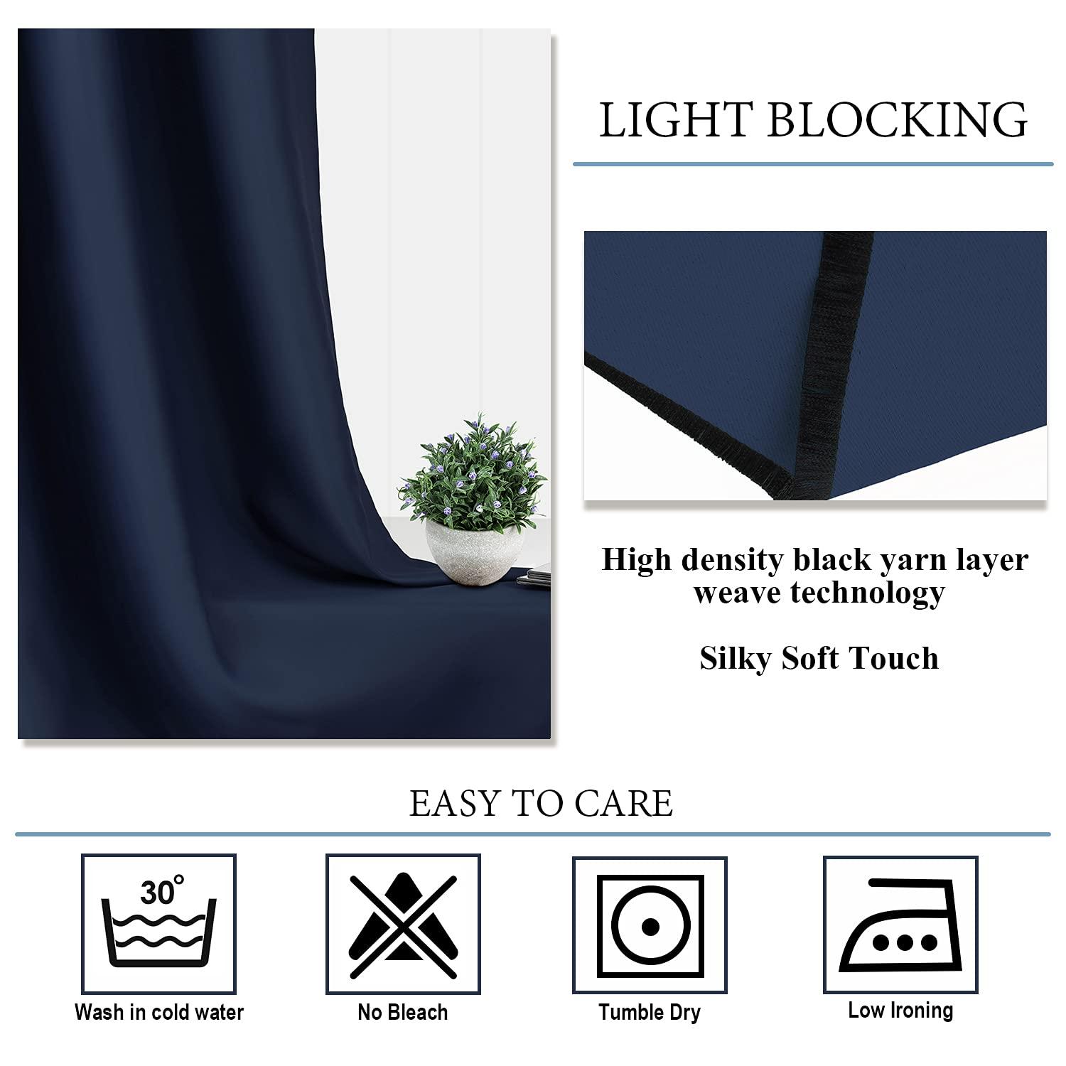 Diraysid Blackout Curtains for Bedroom Grommet Thermal Insulated Room Darkening Curtains (42 x 84 Inch, 2 Panels, Navy Blue) - Image 8