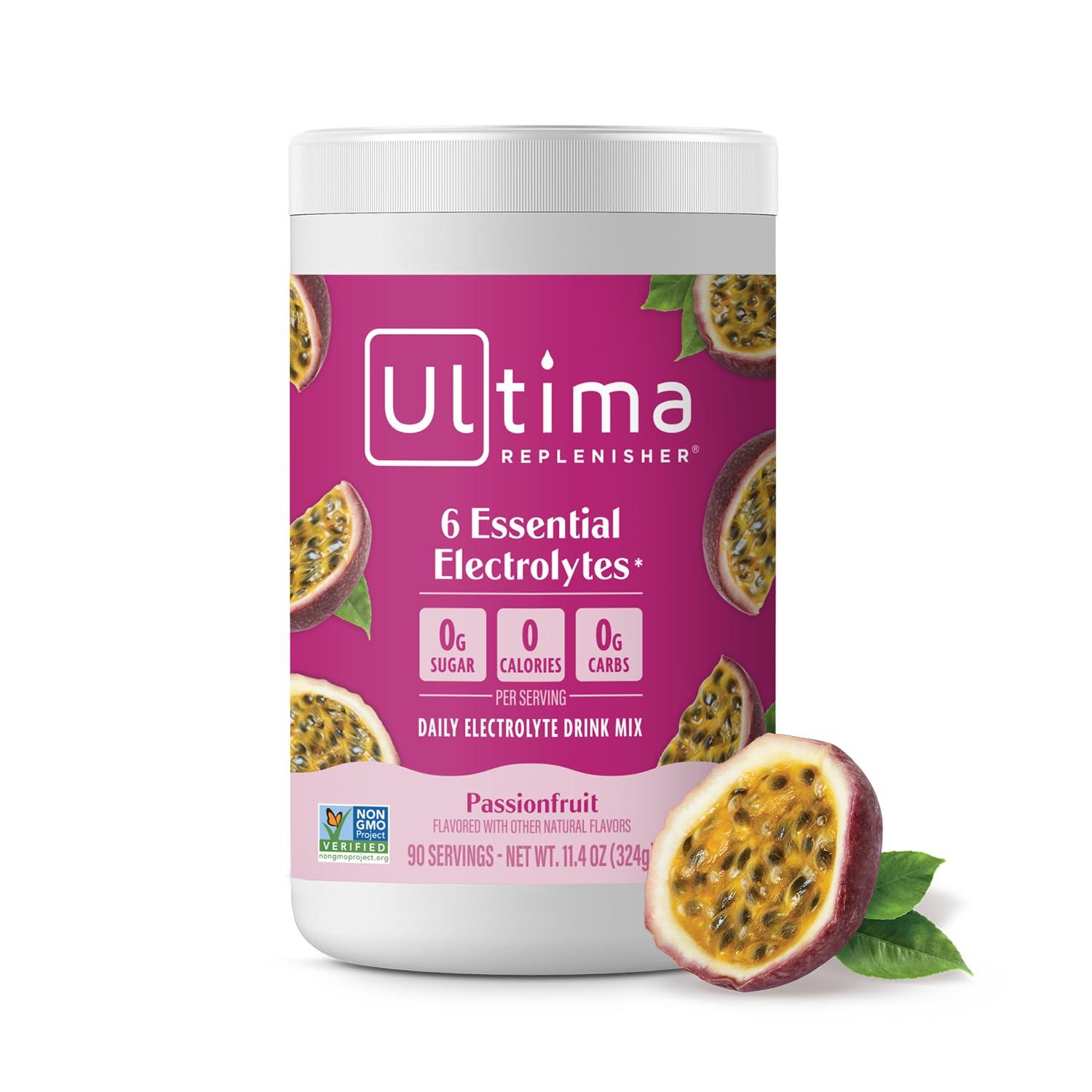 Ultima Replenisher Daily Electrolyte Powder Drink Mix – Sugar Free – Passionfruit, 90 Servings – Hydration Powder with 6 Key Electrolytes and Trace Minerals – Keto Friendly, Non-GMO - Image 1