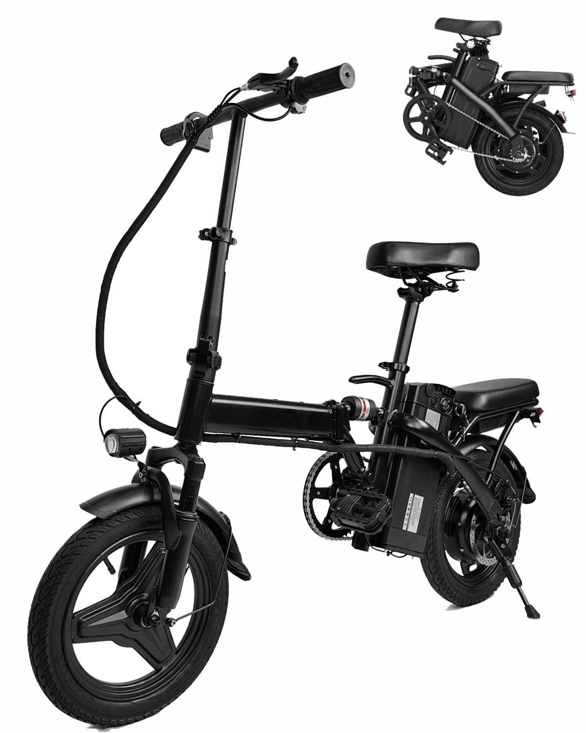 Setohet 14" A1 Electric Bike Easy Folding, Commuter Electric Bicycle for Adult, City E-Bike Peak 500W Motor, 576 Wh Removeable Battery,Max Range 20 Miles & Max Speed 20 Mph,Mini Ebikes