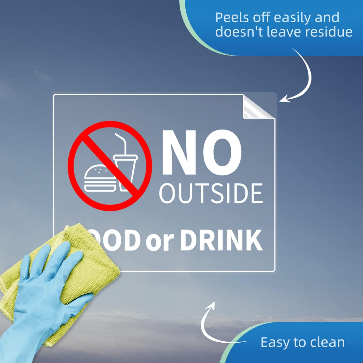 No Outside Food or Drink Sign Sticker 10x8 Inch Vinyl Window Door Signs Business Removable Waterproof Decal 2 Pack - Image 5
