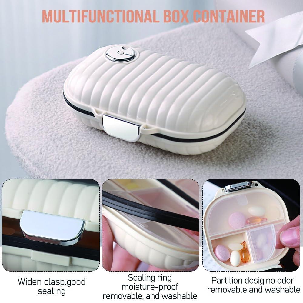 SCDZCAR Portable Daily Pill Box Organizer Case Medicine Travel Storage Dispenser Case Health & Household Pill Organizers Compact Pill Box and Pill Holder for Pocket Purse (White, Big) - Image 2