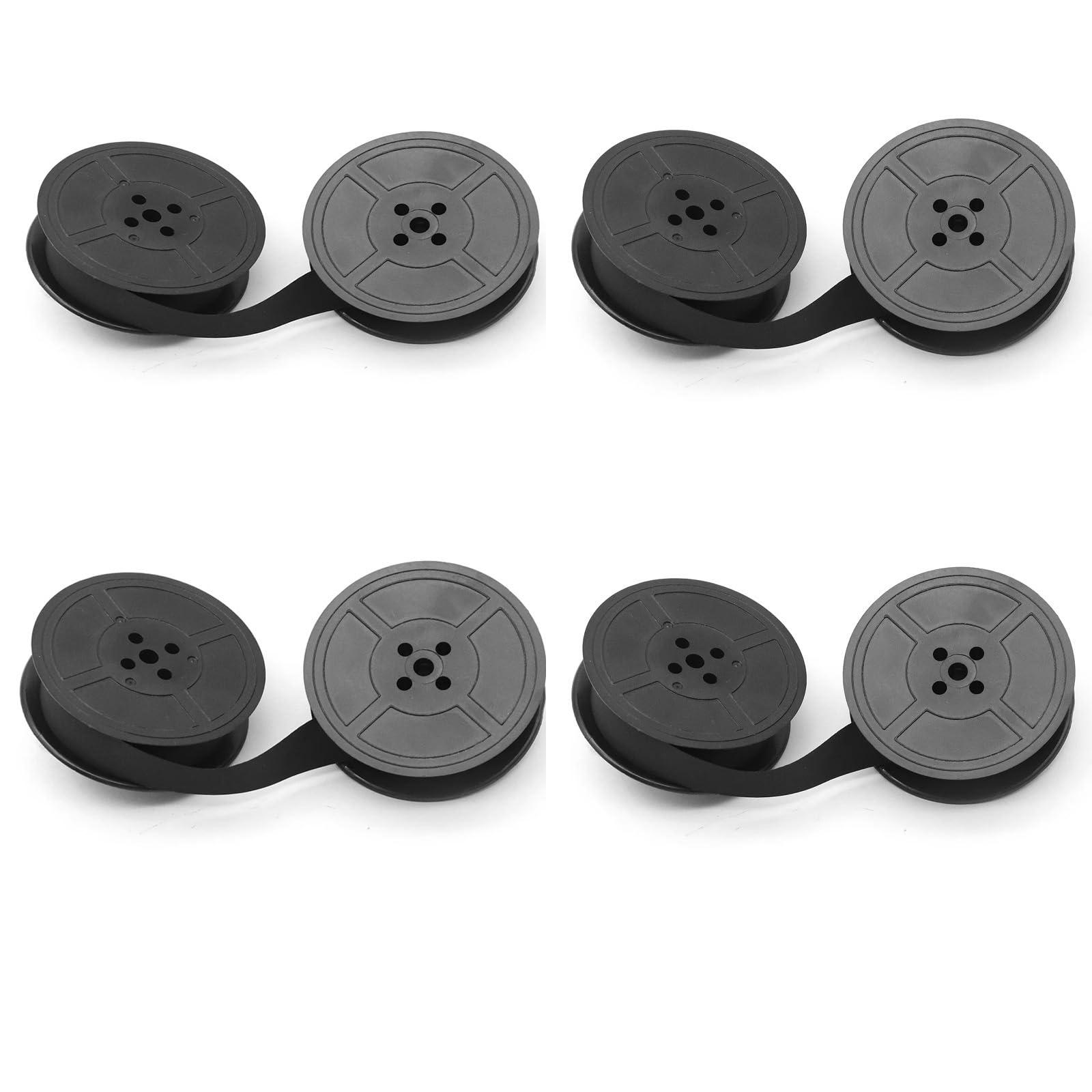 Typewriter Ink Ribbon Spools, Black and Red, Universal Compatible, 4 Pack (Black)