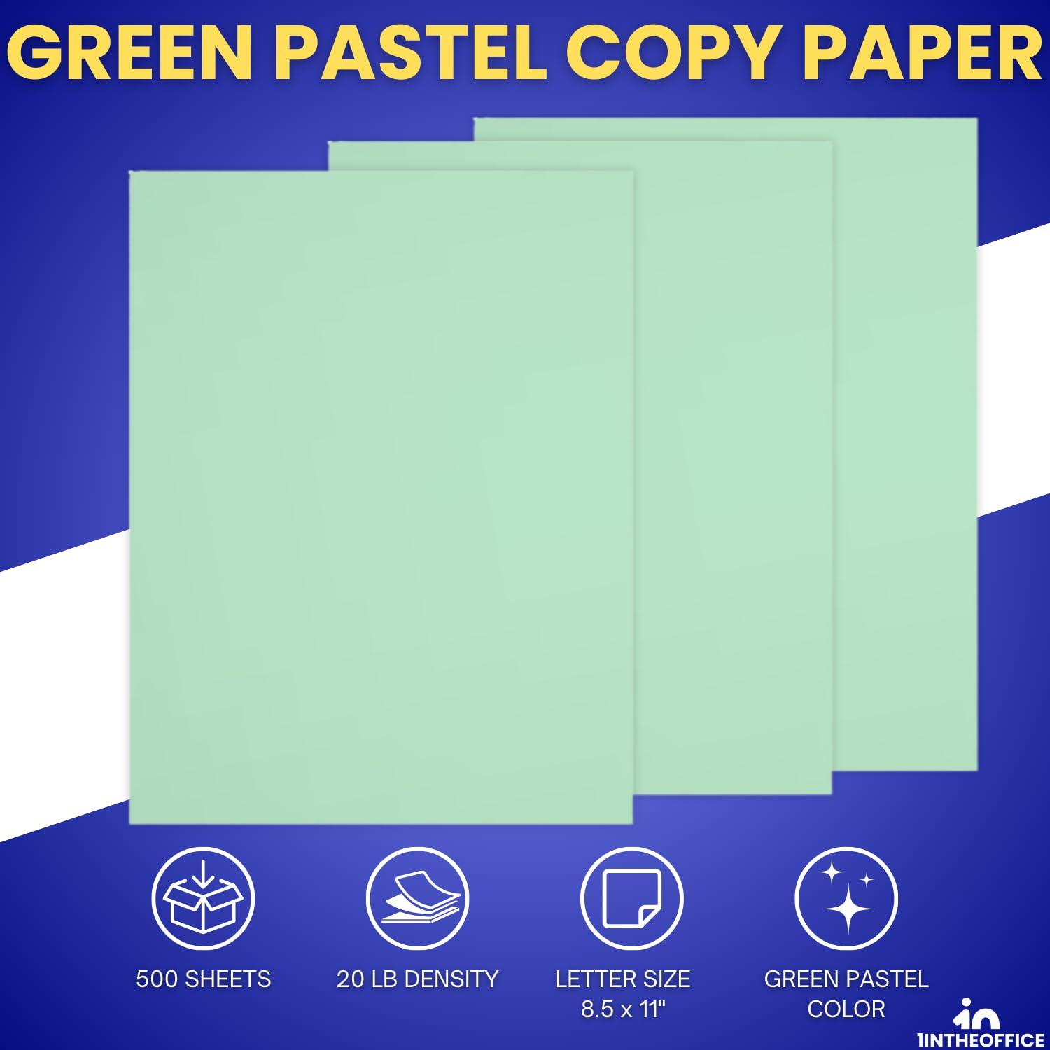 1InTheOffice Green Copy Paper, Printer Paper, Colored Copy Paper, 20 lbs., 8.5" x 11", 20 lbs., 500 Pack - Image 2