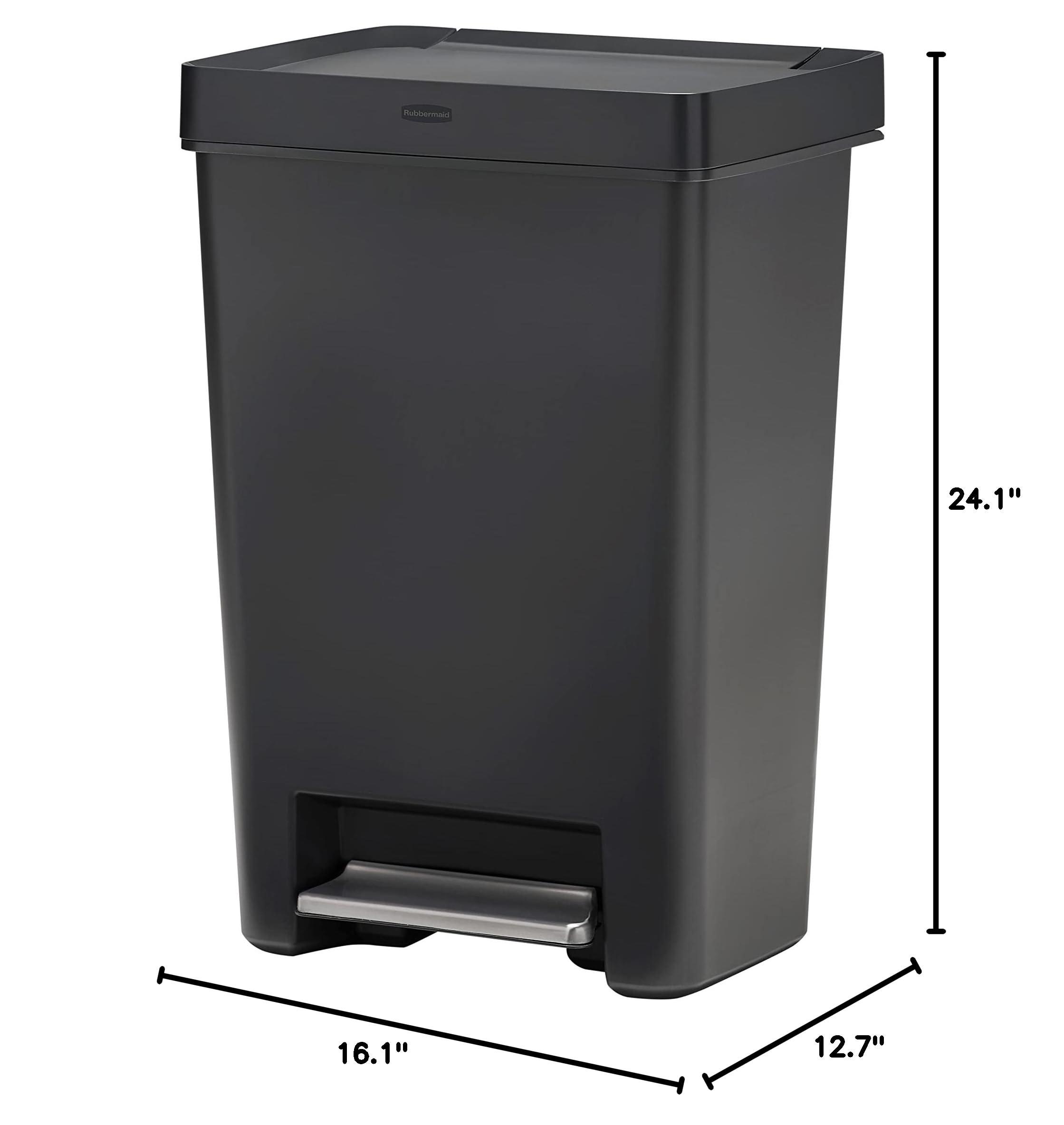 Rubbermaid Premier Series II Step-On Trash Can for Home and Kitchen, with Lid Lock and Slow Close, 12.4 Gallon, Charcoal, for Home/Kitchen/Garage/Apartment/Office - Image 3