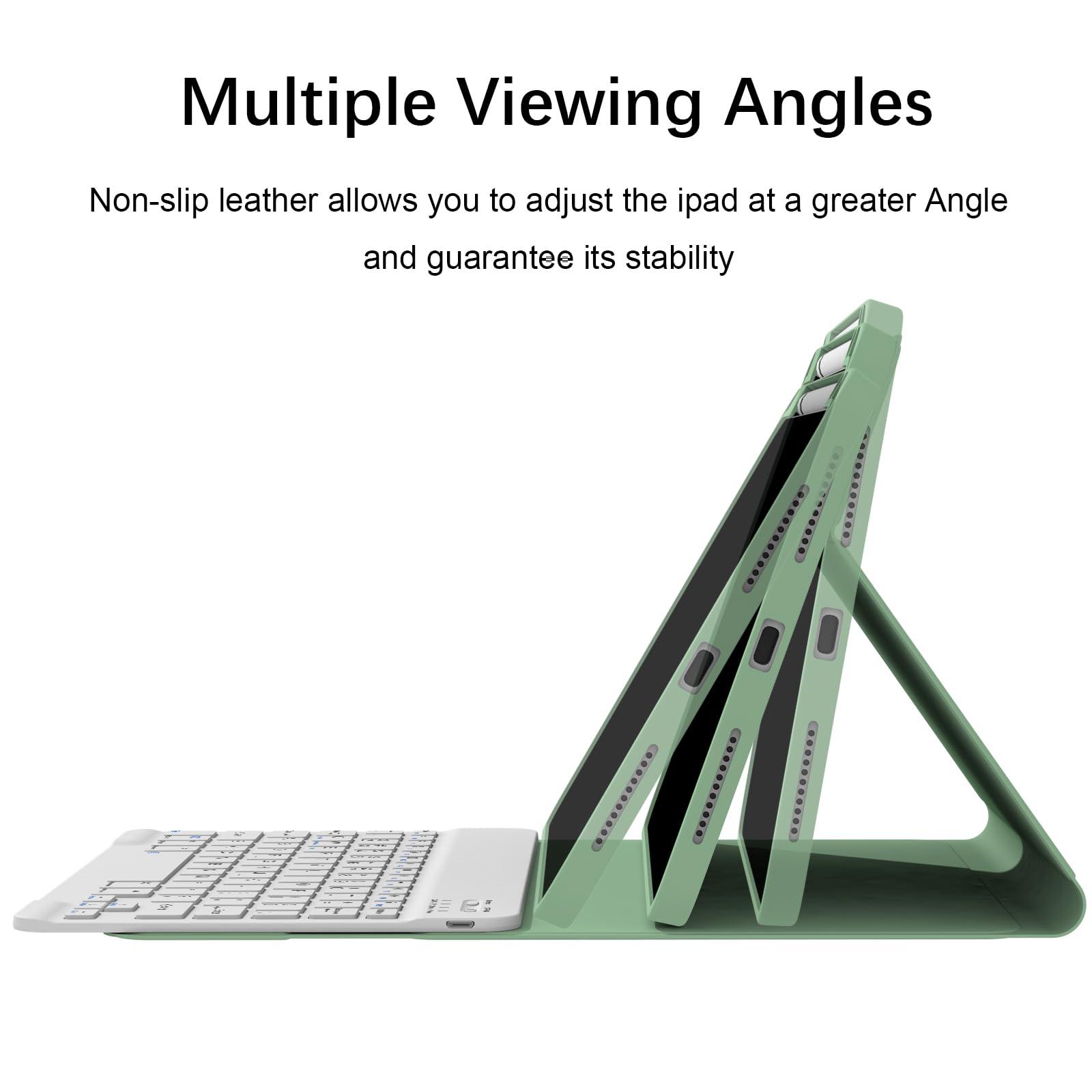 Divufus Keyboard Case for iPad Pro 13 Inch (M4) 2024 [Magnetic Detachable Wireless Keyboard][Support 3 System] Flip Stand Case with Pencil Holder for iPad 13” Pro 2024 (M4), Light Green - Image 4