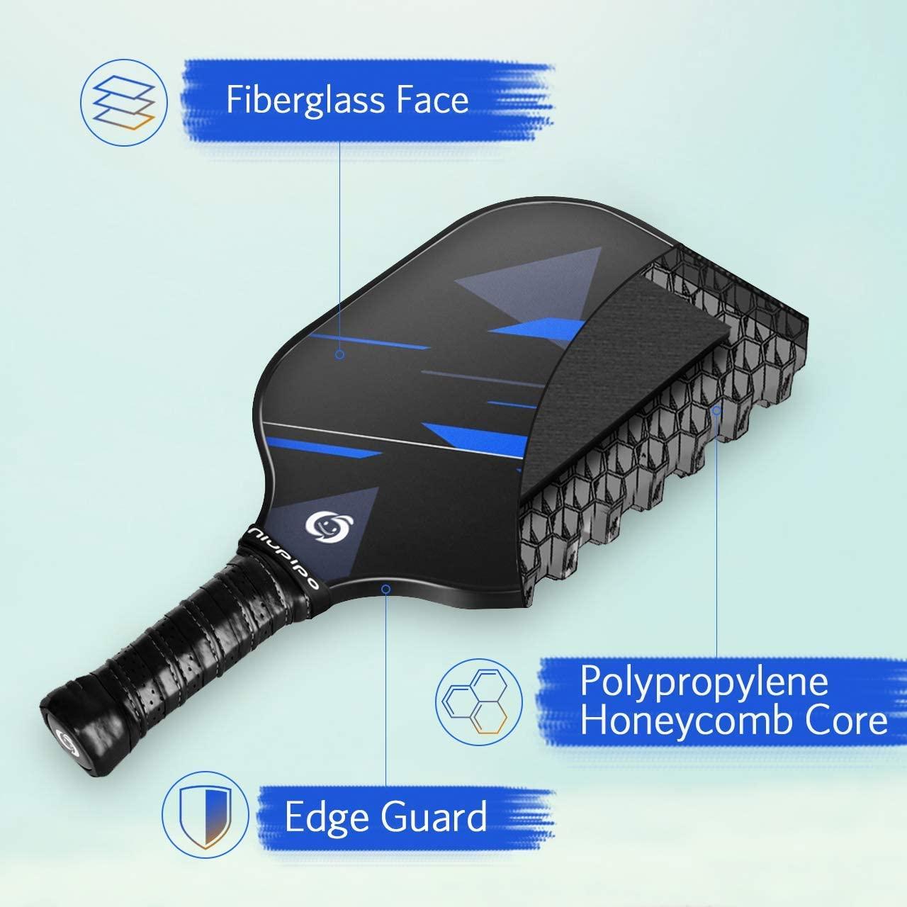 niupipo Pickleball Paddles Set of 2/4, USAPA Approved Lightweight Pickleball Rackets, Durable Fiberglass Surface with Polypropylene Honeycomb Core, Cushion Grip and Carry Bag - Image 2