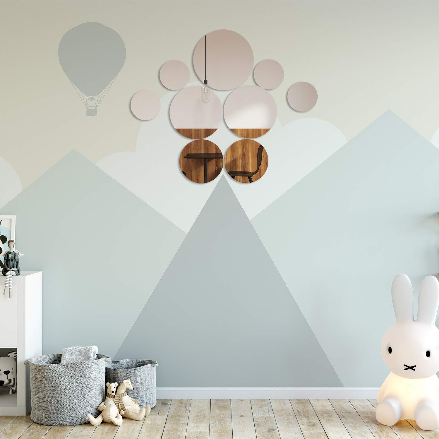 Aneco 9 Pack Thickened Round Mirror Wall Decoration Stickers Sticky Decorative Mirror Self-Adhesive Non-Glass Mirror Tiles, 10, 8, 6, 4 Inches - Image 5