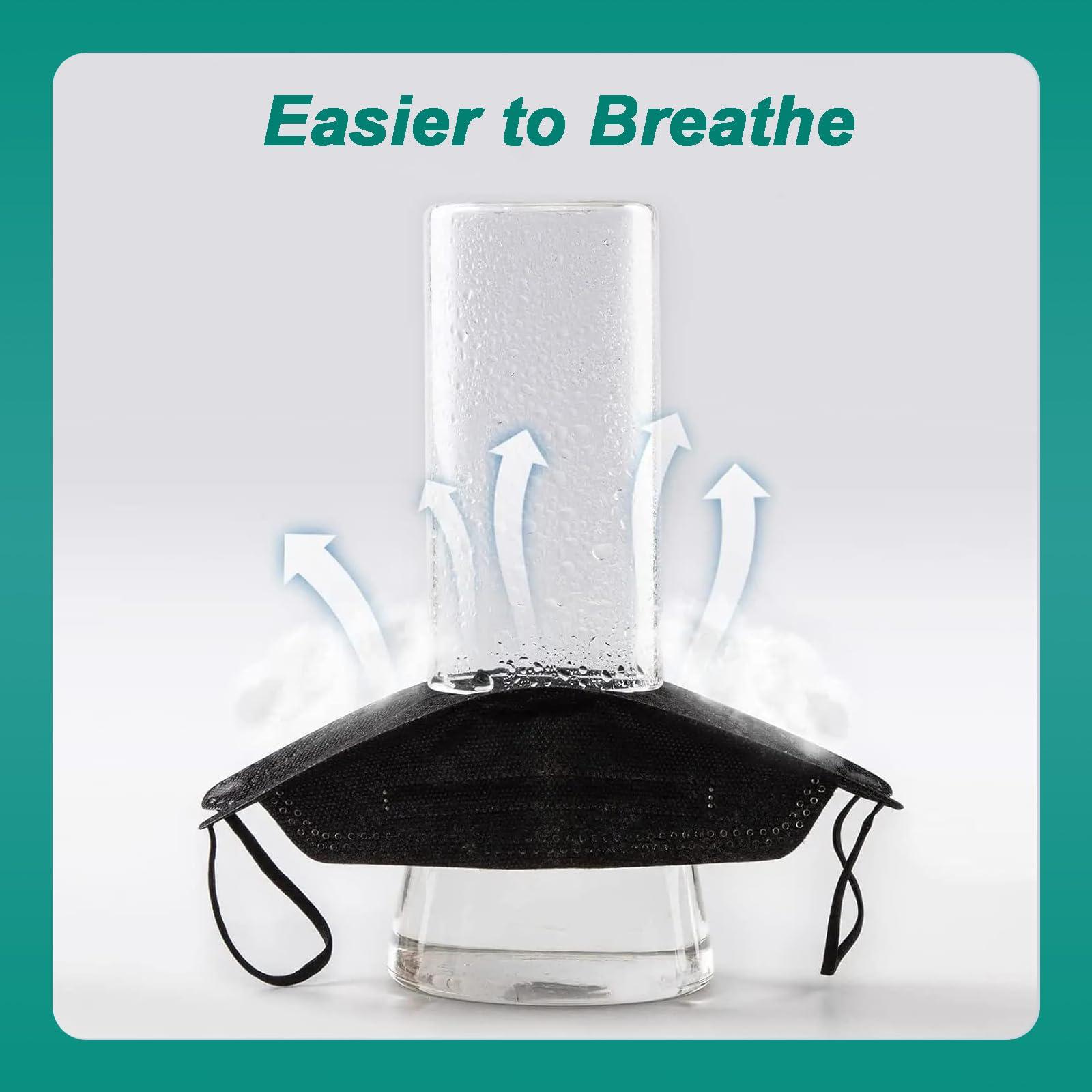 MGEIIRD KN95 Face Masks for Adults 50 Pcs, Individually Wrapped, 5-Ply Black Disposable Face Mask Against PM 2.5 Smoke & Dust, Filtration Efficiency 95% - Image 6