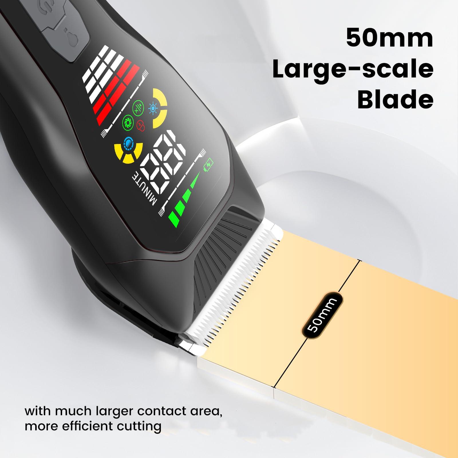 ENSSU Hair Clippers for Men Professional, Rechargeable Hair Trimmer Cordless Barber Clippers with 50mm Blade, Large LED Display, 180-Minutes Runtime for Home Hair Cutting (Black with LCD) - Image 2