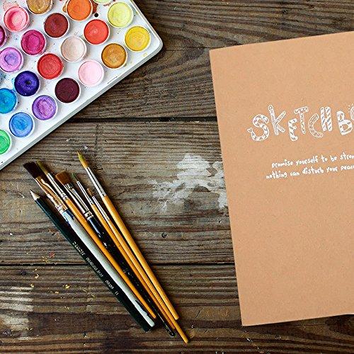 Kraft Cover Drawing Notebook & Sketchbook – Set of 2 Blank Plain Sketch Books – 125g Thick Paper, 200x280mm Paper Ideal for Drawing & Sketching- 128 sheets/256 Pages – 180 Degree Opening, 2pcs - Image 2