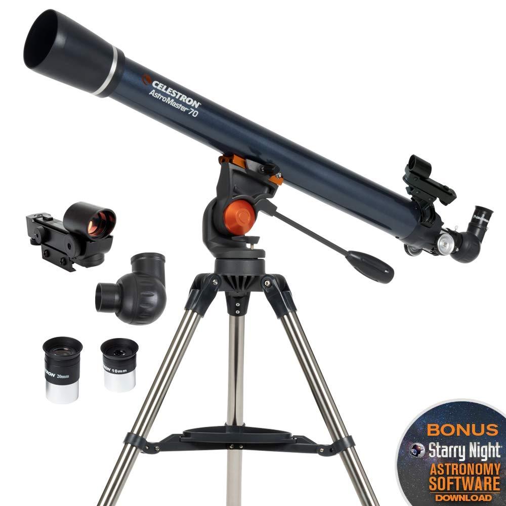 Celestron - AstroMaster 70AZ Telescope - Refractor Telescope - Fully Coated Glass Optics - Adjustable Height Tripod – Bonus Astronomy Software Package - Image 2