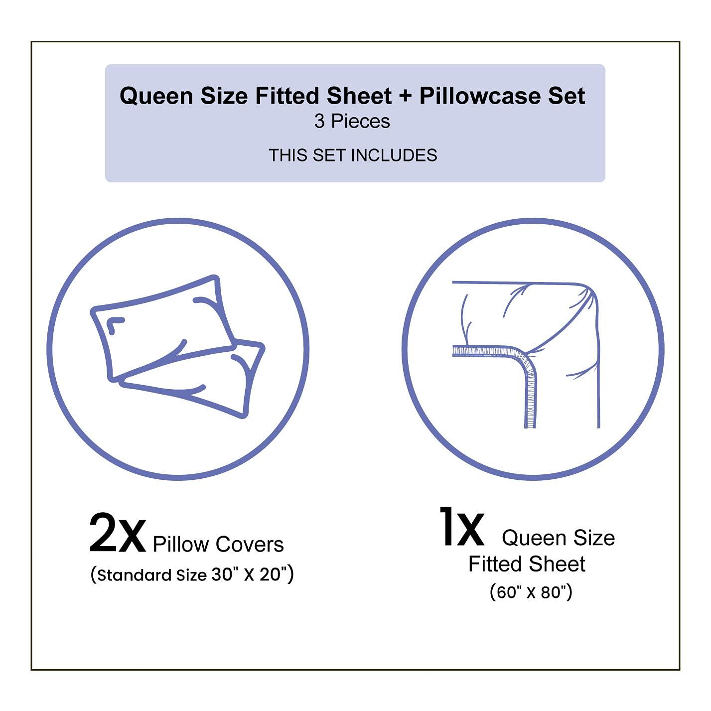 Ambesonne Heels and Dresses Fitted Sheet & Pillow Sham Set, Glamor Items for Women Attire Sunglasses Lingerie Cosmetics, Decorative Printed 3 Piece Bedding Decor Set, Queen, Coral Lavender Black - Image 3