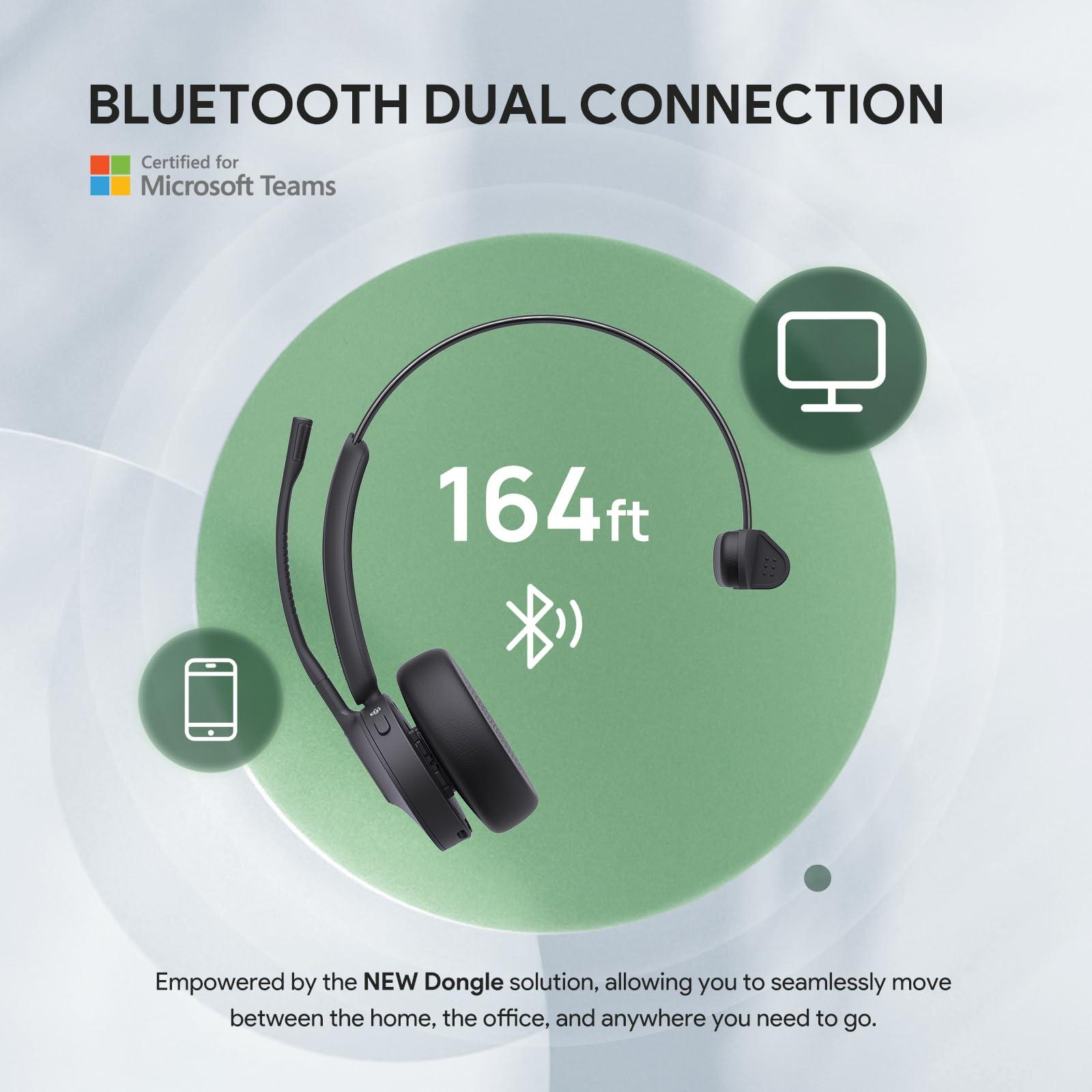 Yealink BH70 Mono Wireless Bluetooth Headset with Microphone for Work, up to 35h Talking Battery Life, 3-Mic Noise Cancellation, 91g Lightweight Microsoft Teams Certified Work Headsets for PC - Image 2