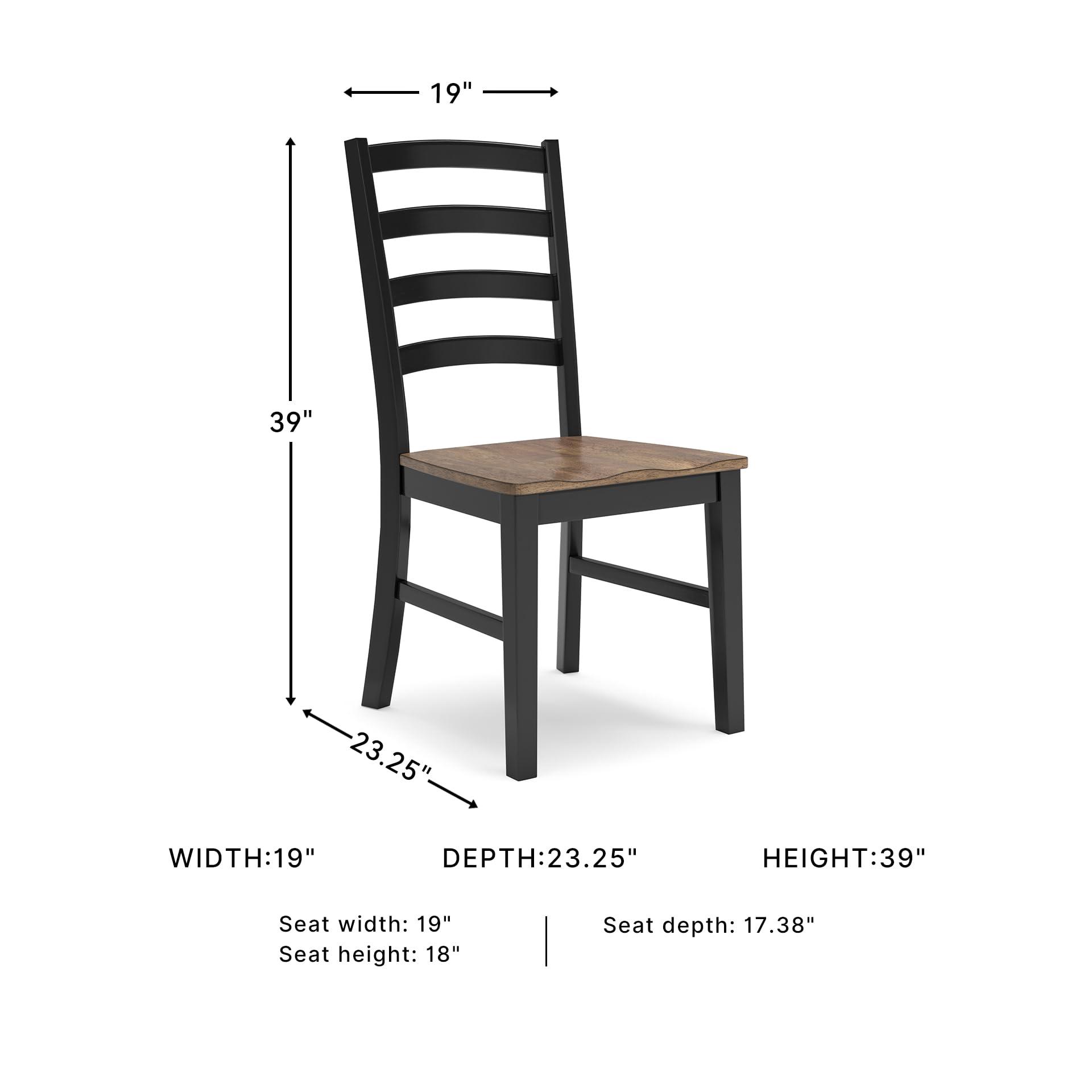 Signature Design by Ashley Wildenauer Rustic Armless Dining Chair, Set of 2, Black & Light Brown - Image 3
