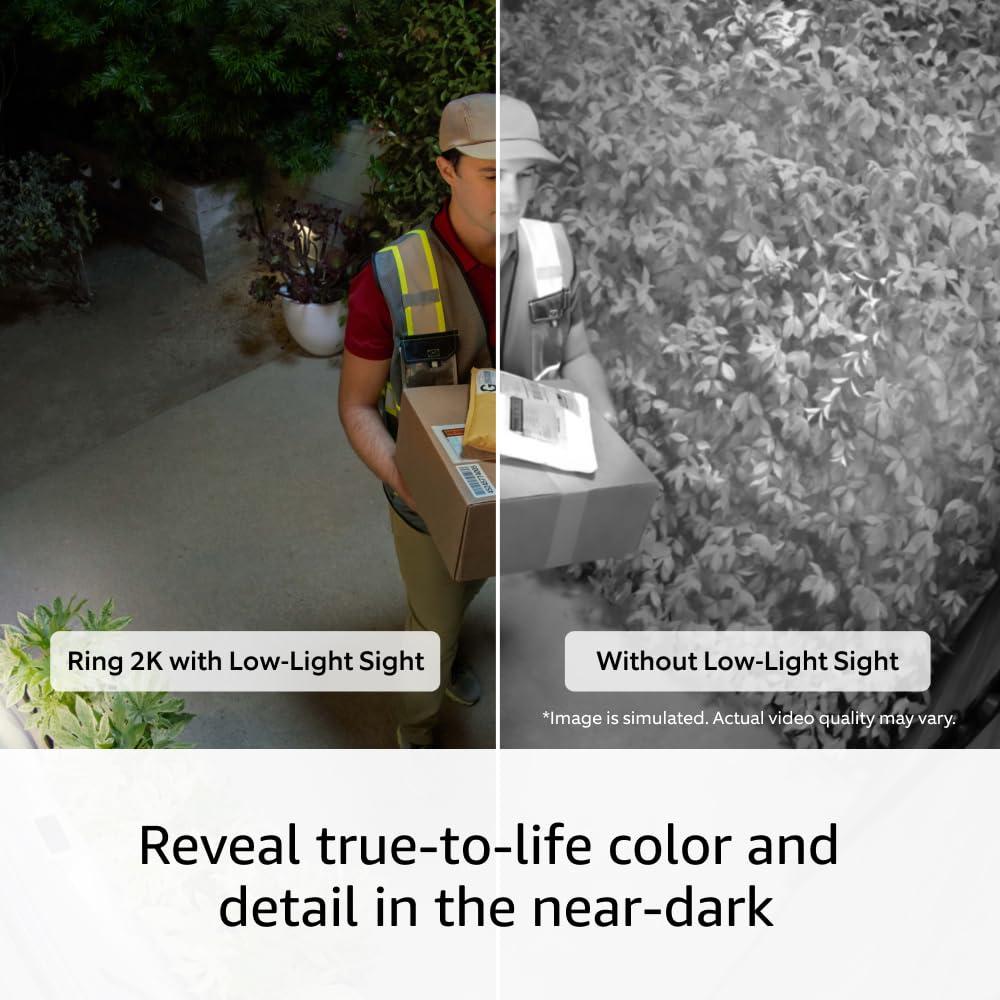 Introducing Ring Outdoor Cam Plus, Battery — Wide-Angle 2K Video with Ring Vision, Low-Light Sight for full-color night vision, Mount-Anywhere Versatility, White - Image 4
