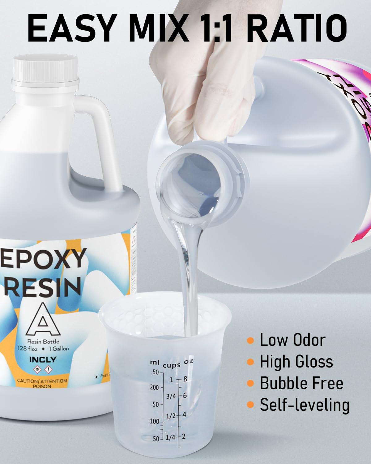 INCLY 2 Gallon Crystal Clear Epoxy Resin Kit, High Gloss & Bubbles Free Resin Supplies Coating & Casting for Table Top, Countertop, River Table,Wood, Jewelry Making, Art Craft, Self Leveling 1:1 - Image 4