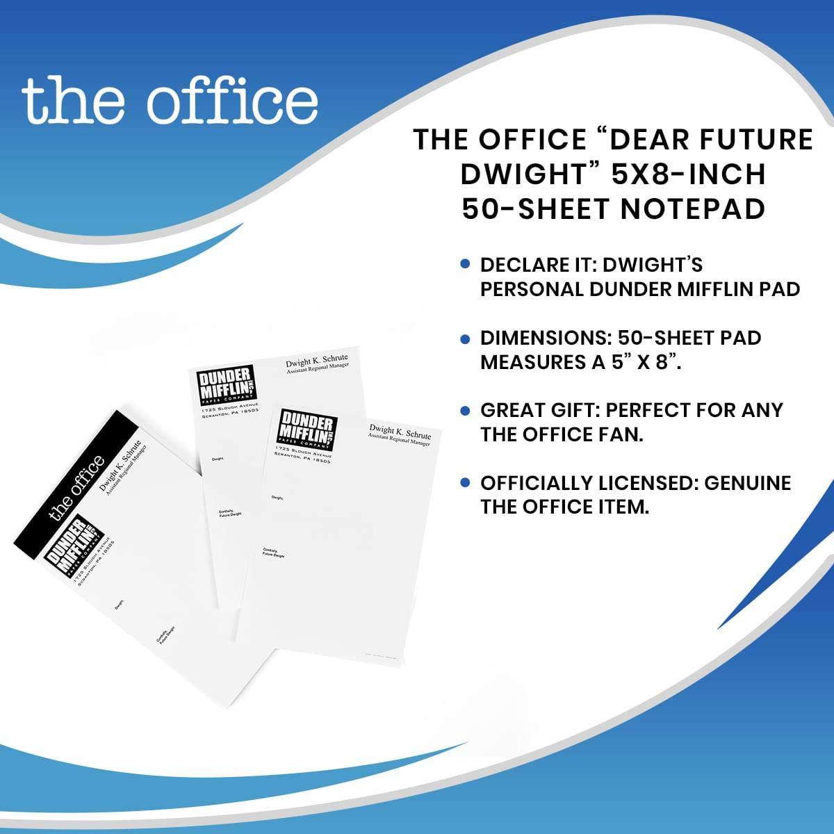 JUST FUNKY The Office “Dear Future Dwight” Notepad - Novelty 5x8-Inch, 50-Sheet Memopad - Looks Like Dunder Mifflin Paper Company's Dwight K. Schrute Blank Memos, Funny Tablet For Work, Home, School - Image 7