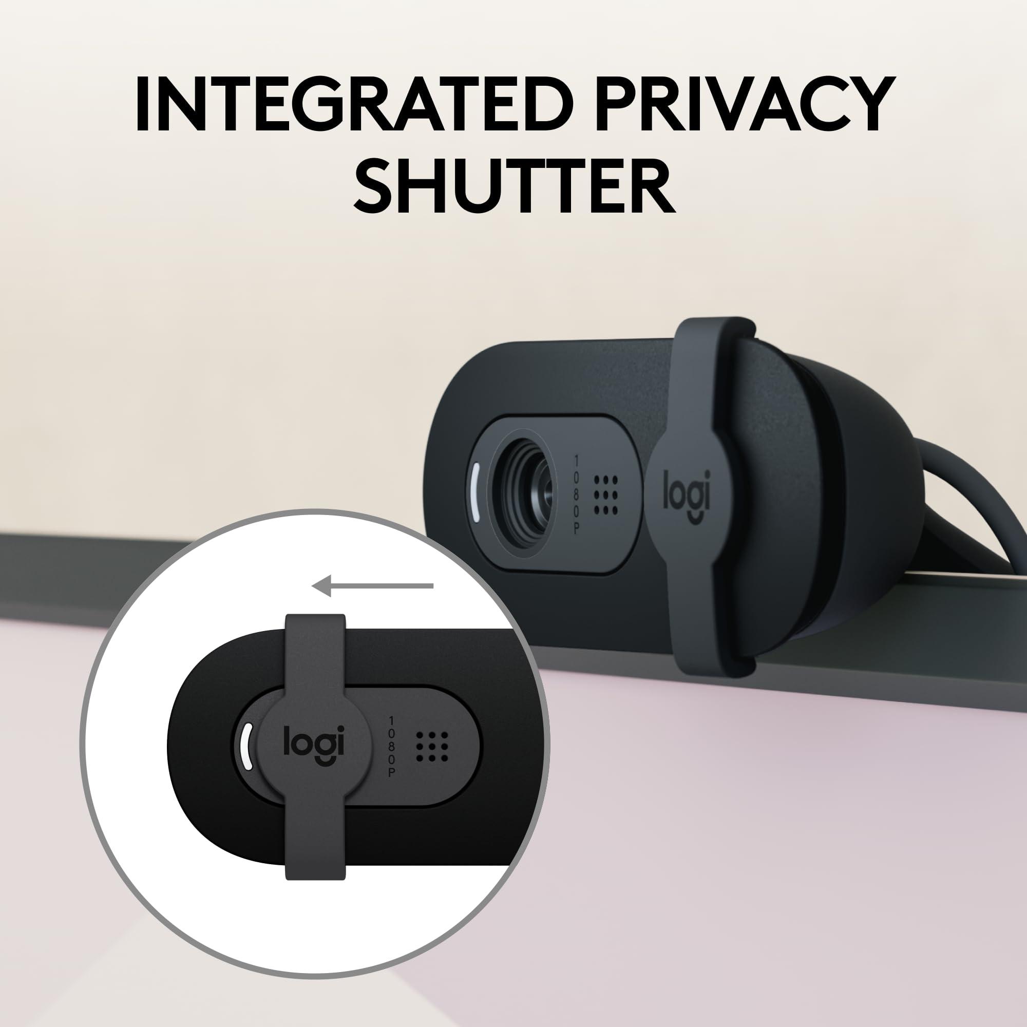 Logitech Brio 101 Full HD 1080p Webcam for Meetings, Streaming, Desktop, Laptop, PC - Built-in Mic, Shutter, USB-A, Teams, Zoom - Black - Image 4