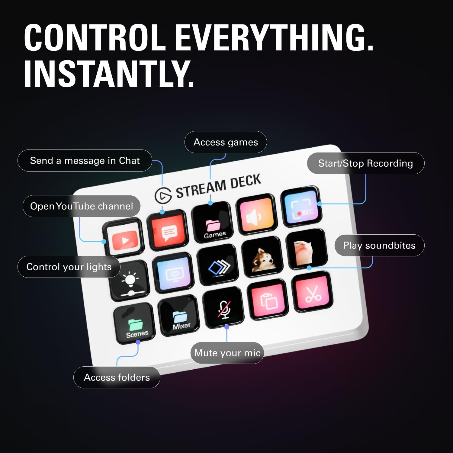 Elgato Stream Deck MK.2 White – Studio Controller, 15 macro keys, trigger actions in apps and software like OBS, Twitch, ​YouTube and more, works with Mac and PC - Image 6