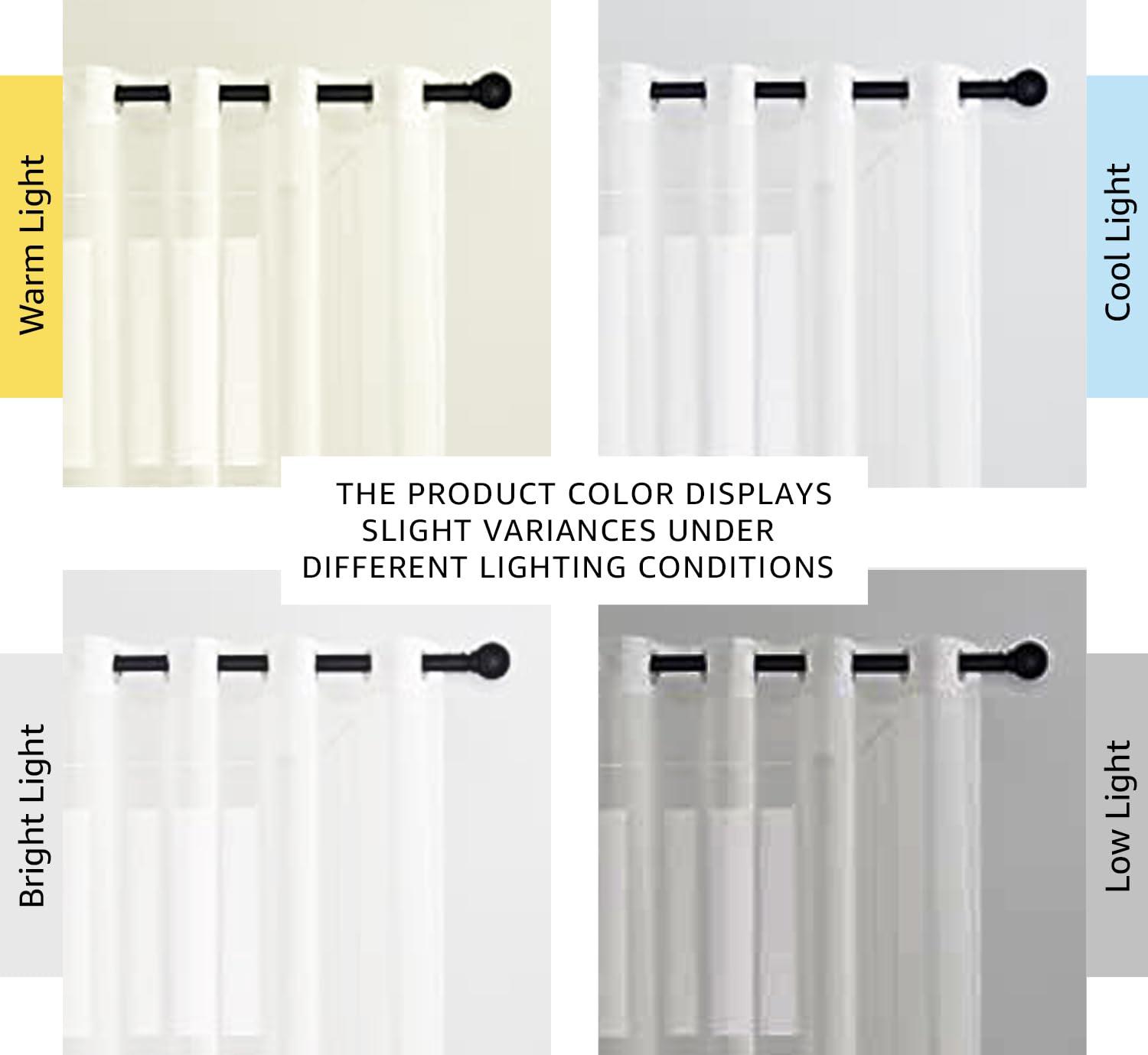 NICETOWN White Sheer Linen Curtains for Living Room 84 inch Length 2 Panels Set, Grommet Semitransparent Balance Privacy & Light Vertical Flax Sheer Drapes for Bedroom, W52 x L84 - Image 2