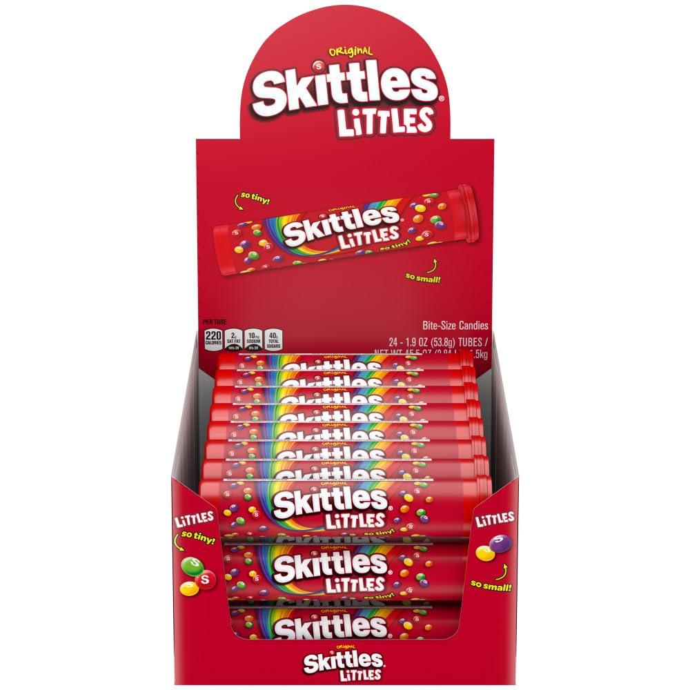 SKITTLES Littles Originals Rainbow Chewy Candy Bulk – 45.6 Oz, 24 Count Mega Tubes, Tiny Fruit-Flavored Candy Perfect for Parties, Holiday Celebrations, Gifts, Sharing at the Office