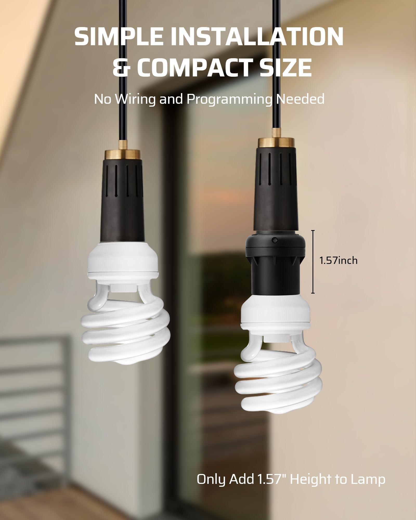DEWENWILS Light Sensor Socket, Dusk to Dawn Sensor Socket, Light Bulb Socket for Light Fixtures, Compatible with Incandescent/CFL/LED/Halogen Bulbs, 4 Pack - Image 4