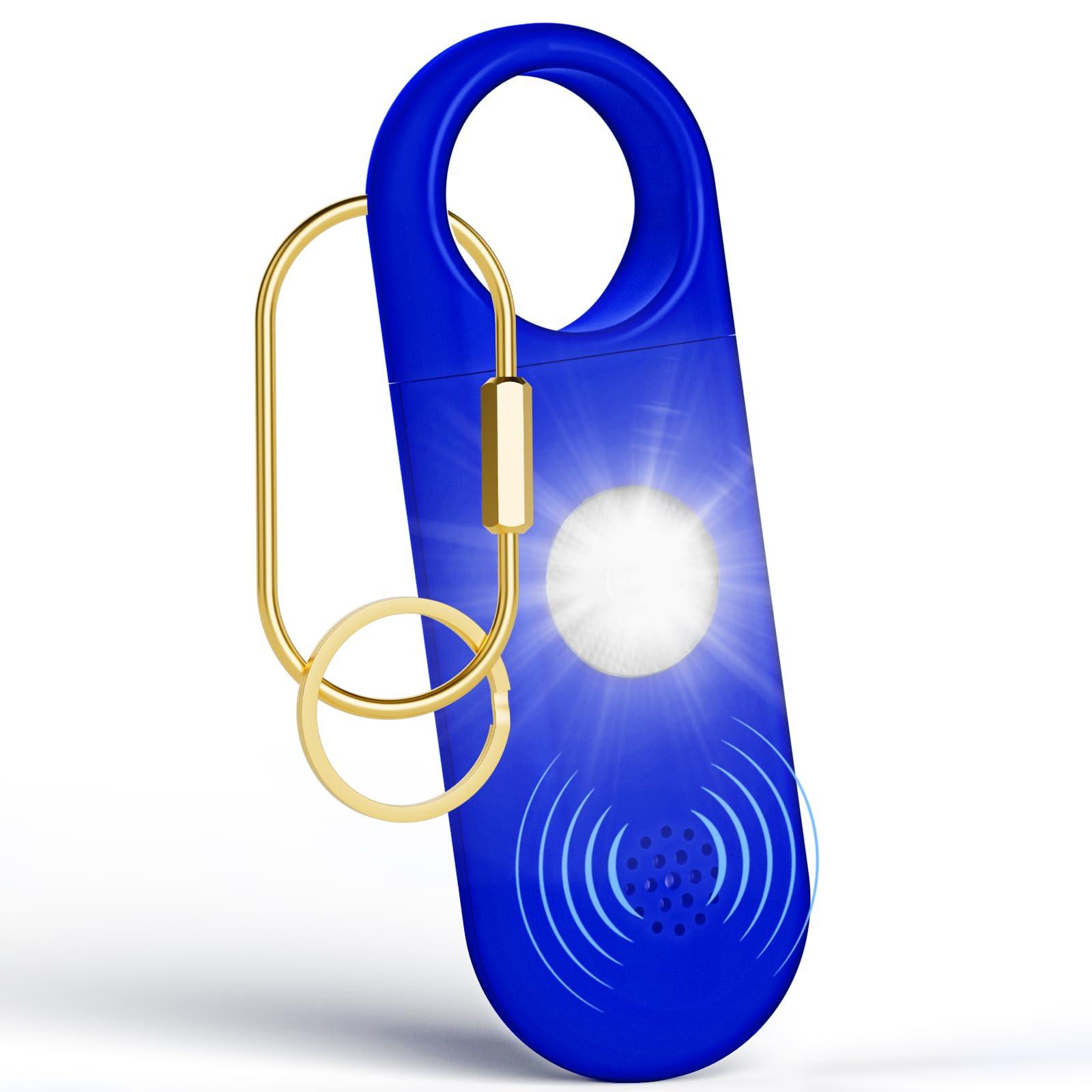 Personal Safety Alarm for Women - 130dB Self Defense Keychains Siren Whistle with Sos LED Strobe Light - Personal Emergency Security Safe Devices Key Chain Alarms for Kids Elderly Blue