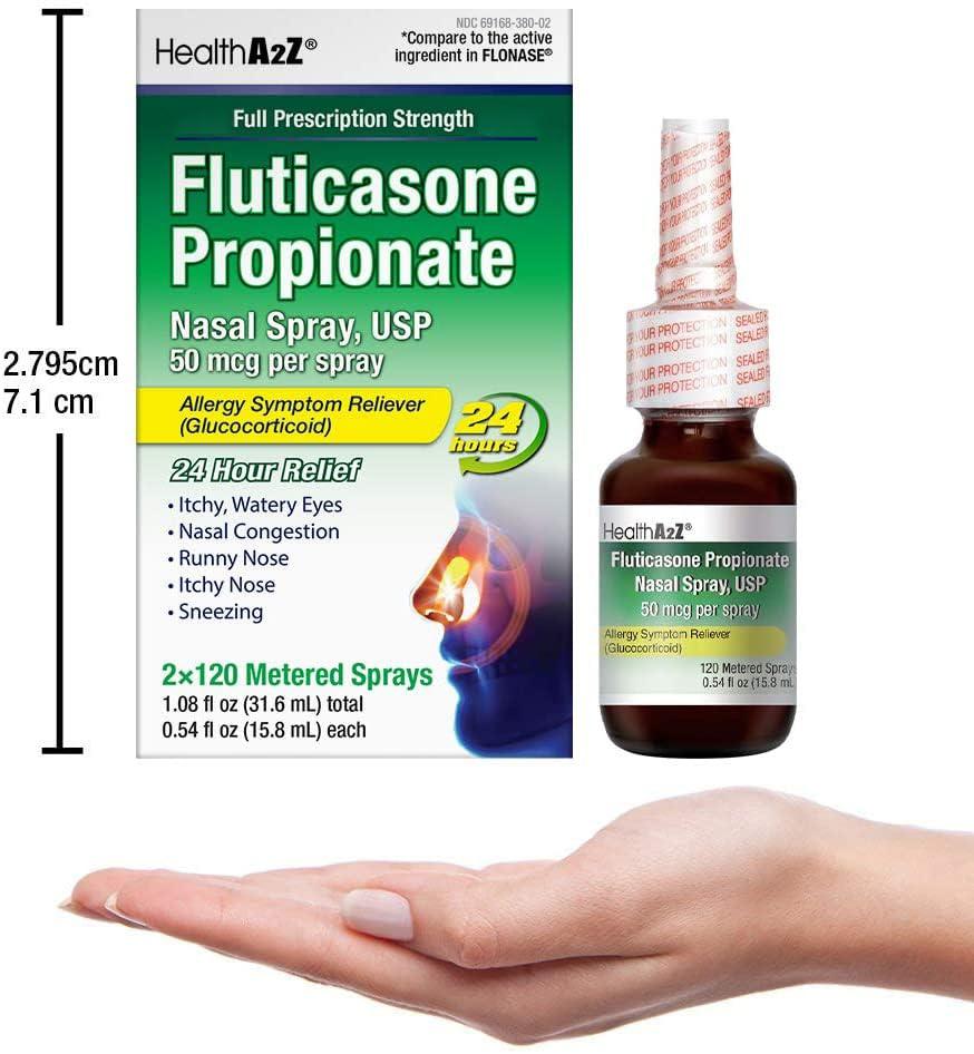 HealthA2Z® Fluticasone Propionate Nasal Sprays | Allery Relief Spray | Runny Nose | Nasal Congestion | Sneezing | Itchy Watery Eyes | 24 Hour Allergy Relief | (2 Packs) - Image 7