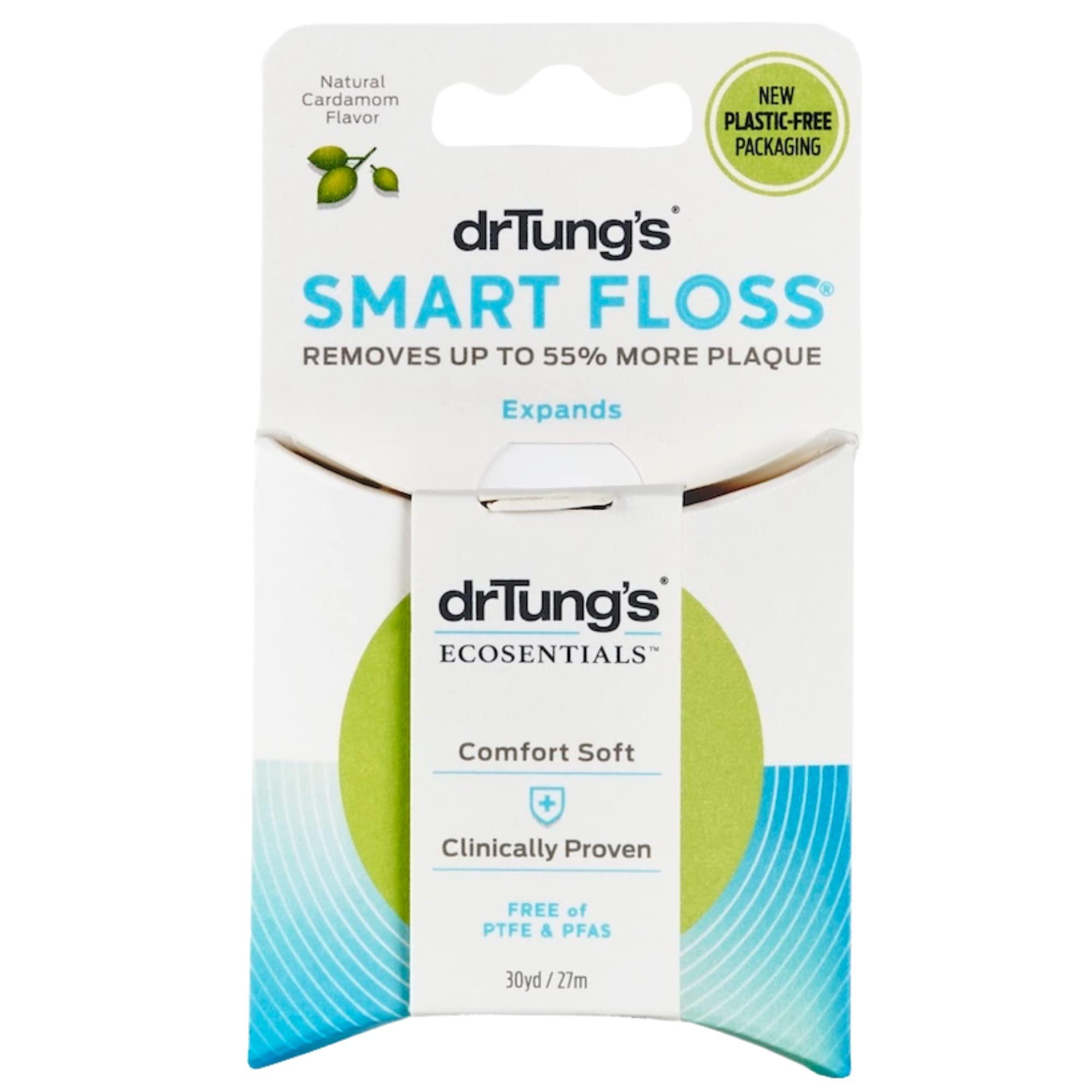 DrTung's Smart Floss - Natural Floss, PTFE & PFAS Free Floss, Gentle on Gums, Expands & Stretches, BPA Free - Natural Dental Floss Cardamom Flavor (Pack of 30)