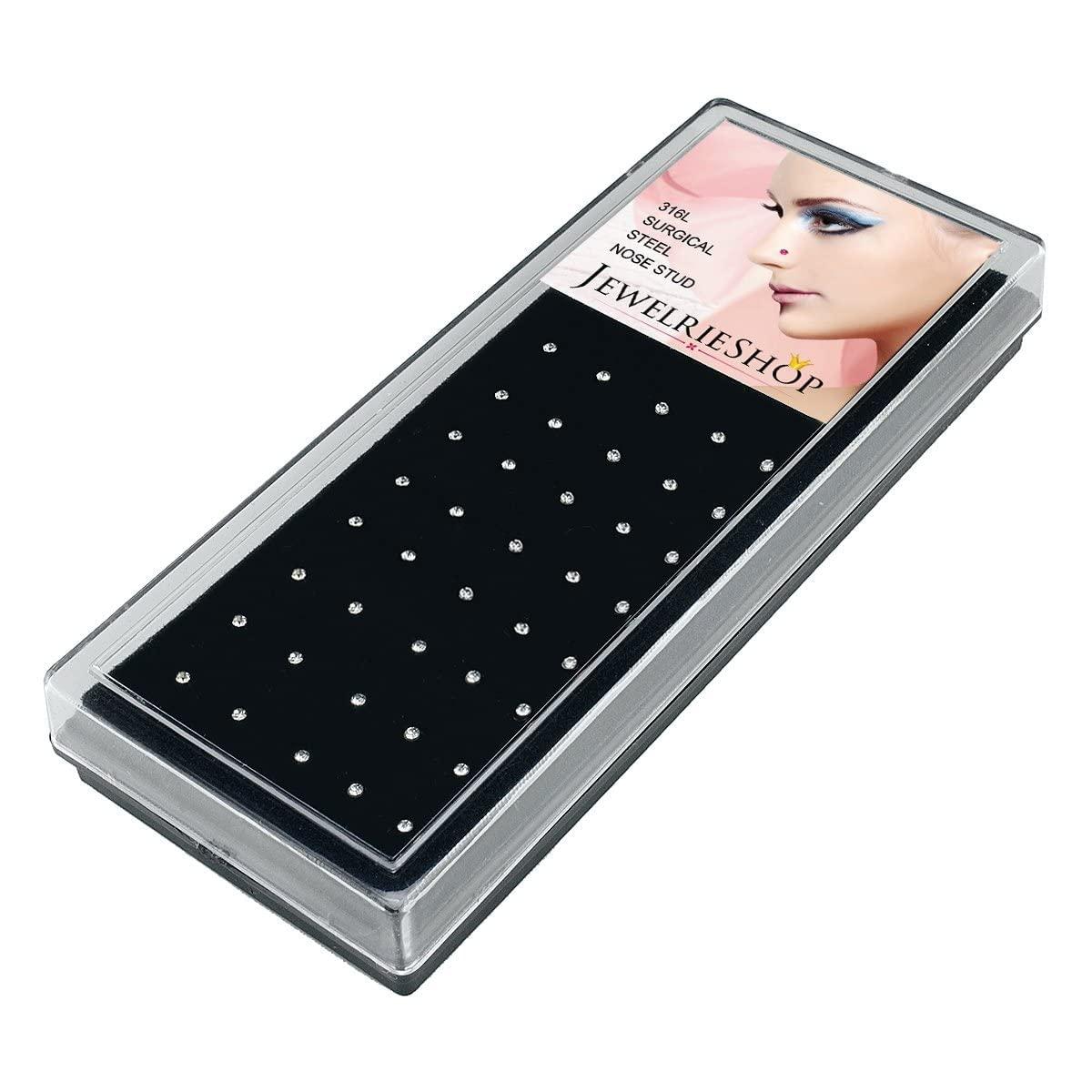 JEWELRIESHOP 40pcs Nose Studs Stainless Steel CZ Nose Rings Pins Piercing Jewelry Bone Studs for Women Men Hypoallergenic 22G - Image 3