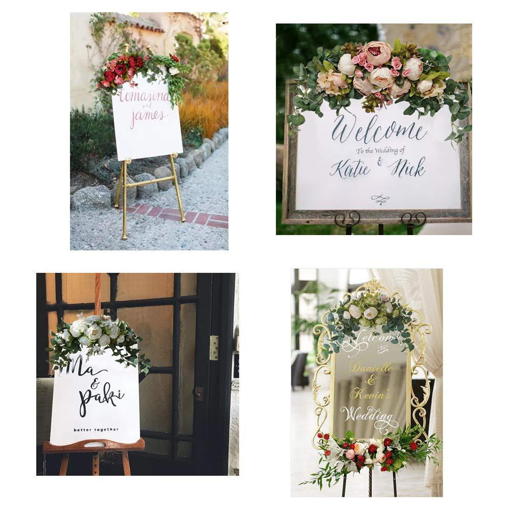 Wedding Arch Flowers, 30 Inch Rustic Artificial Floral Swag for Door Lintel, Green Leaves Rose Peony Sunflowers Table Centerpieces Home Decoration - Image 4