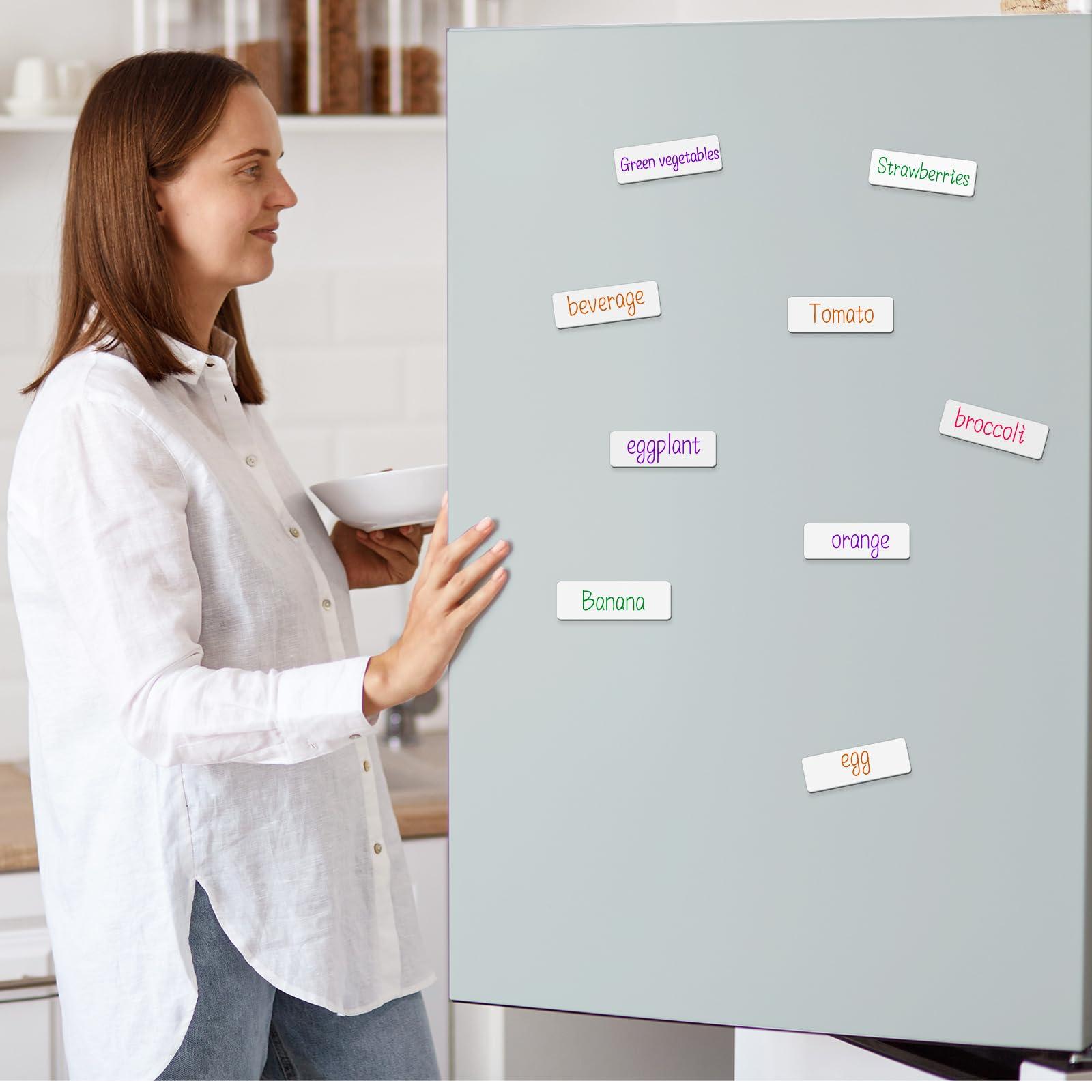 48 Pieces White Magnetic Dry Erase Labels,Real Reusable Strips for Classroom Home Office Garage Refrigerator Blank Writable Erasable Cards Colored Border Name Tags Students Locker Shelf - Image 2