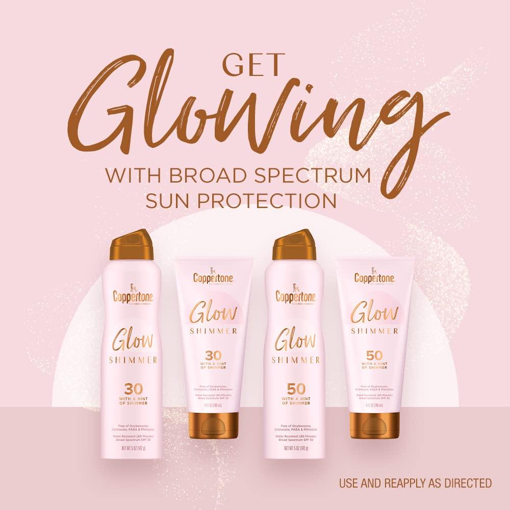Coppertone Glow with Shimmer Sunscreen Spray, Water Resistant, Broad Spectrum SPF 30, 5 Oz Spray - Image 7
