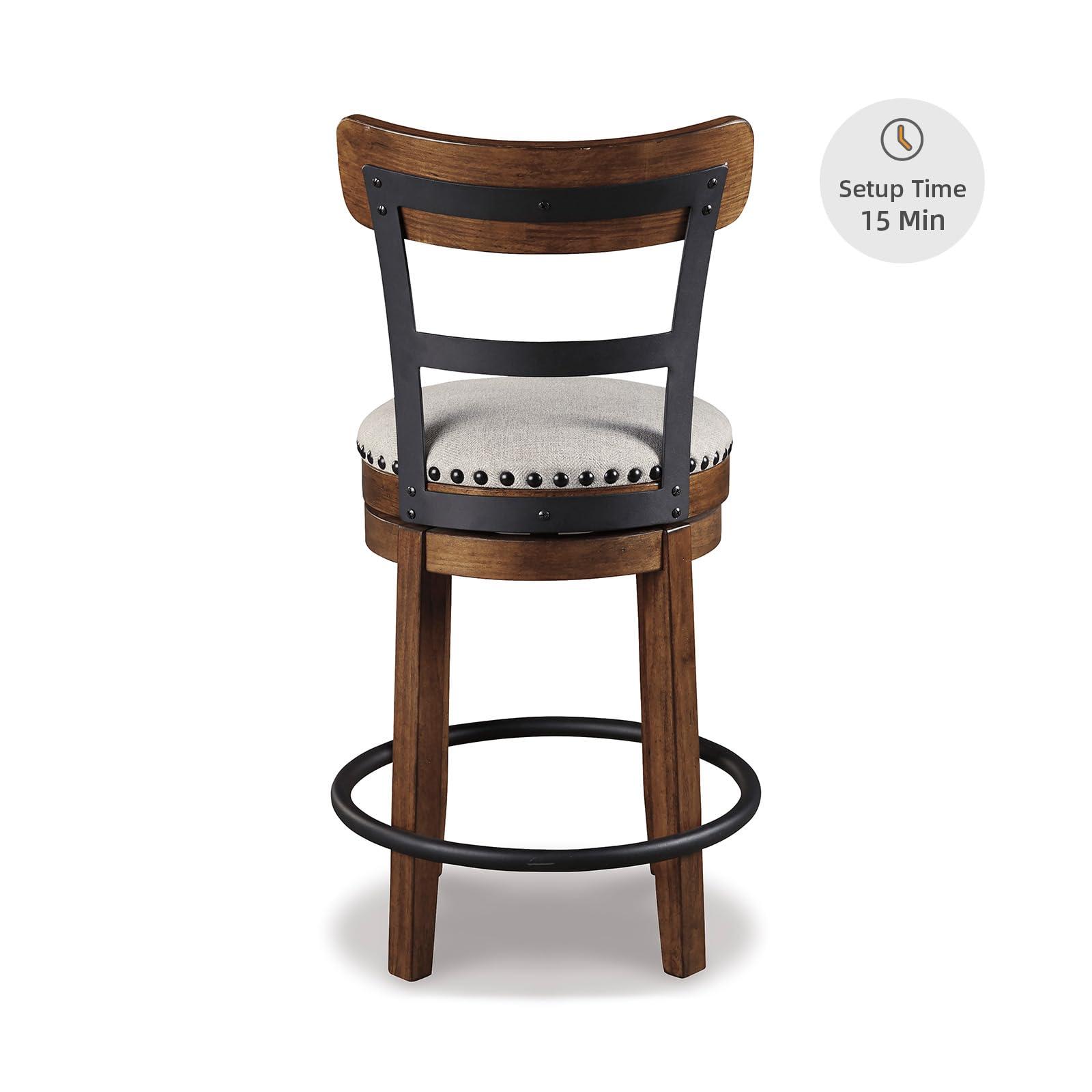 Signature Design by Ashley Valebeck Rustic Farmhouse 24.5” Counter Height Swivel Bar Stool, Brown - Image 9