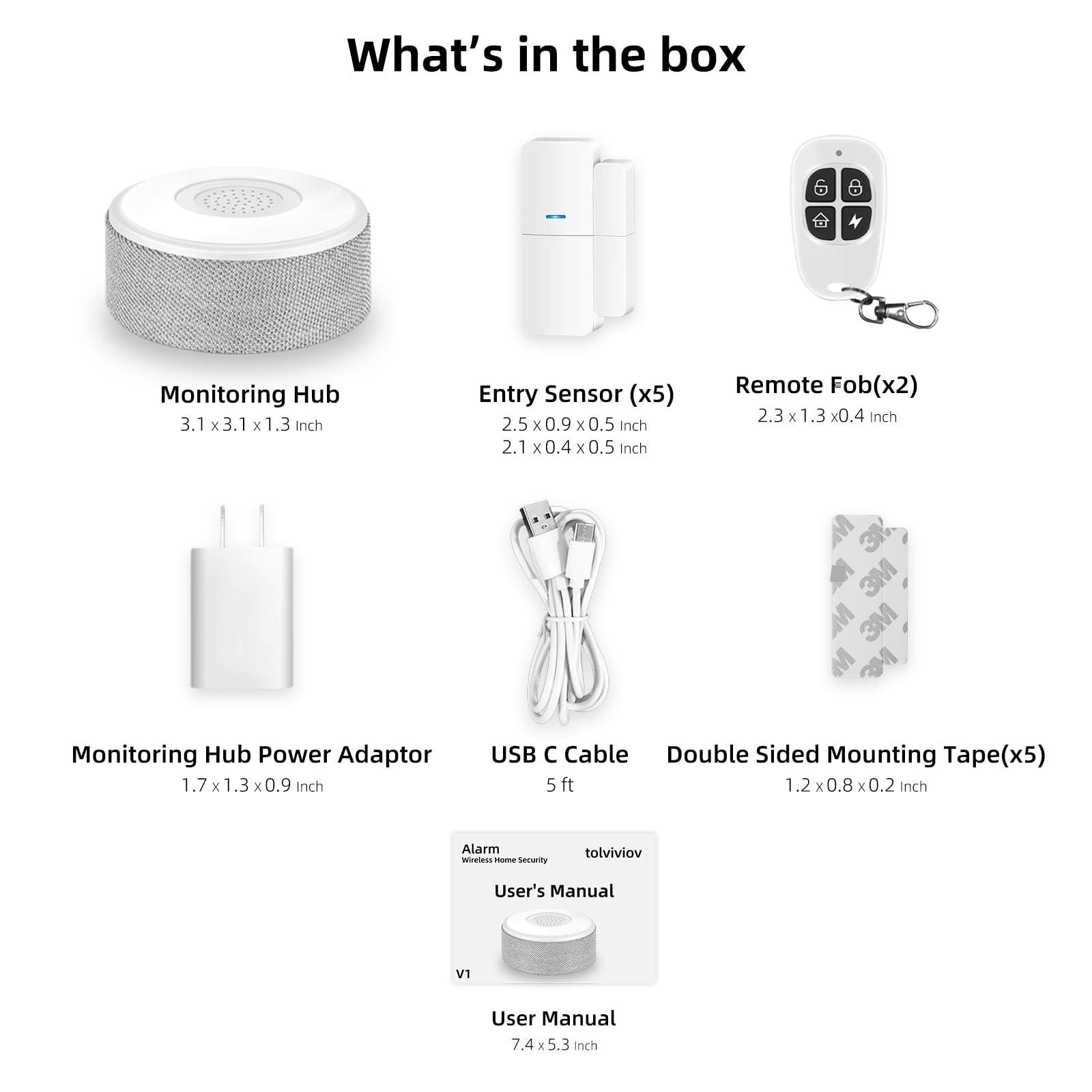 WiFi Door Alarm System, Wireless DIY Smart Home Security System, with Phone APP Alert, 8 Pieces-Kit (Alarm Siren, Door Window Sensor, Remote), Work with Alexa, for House, Apartment, by tolviviov - Image 9