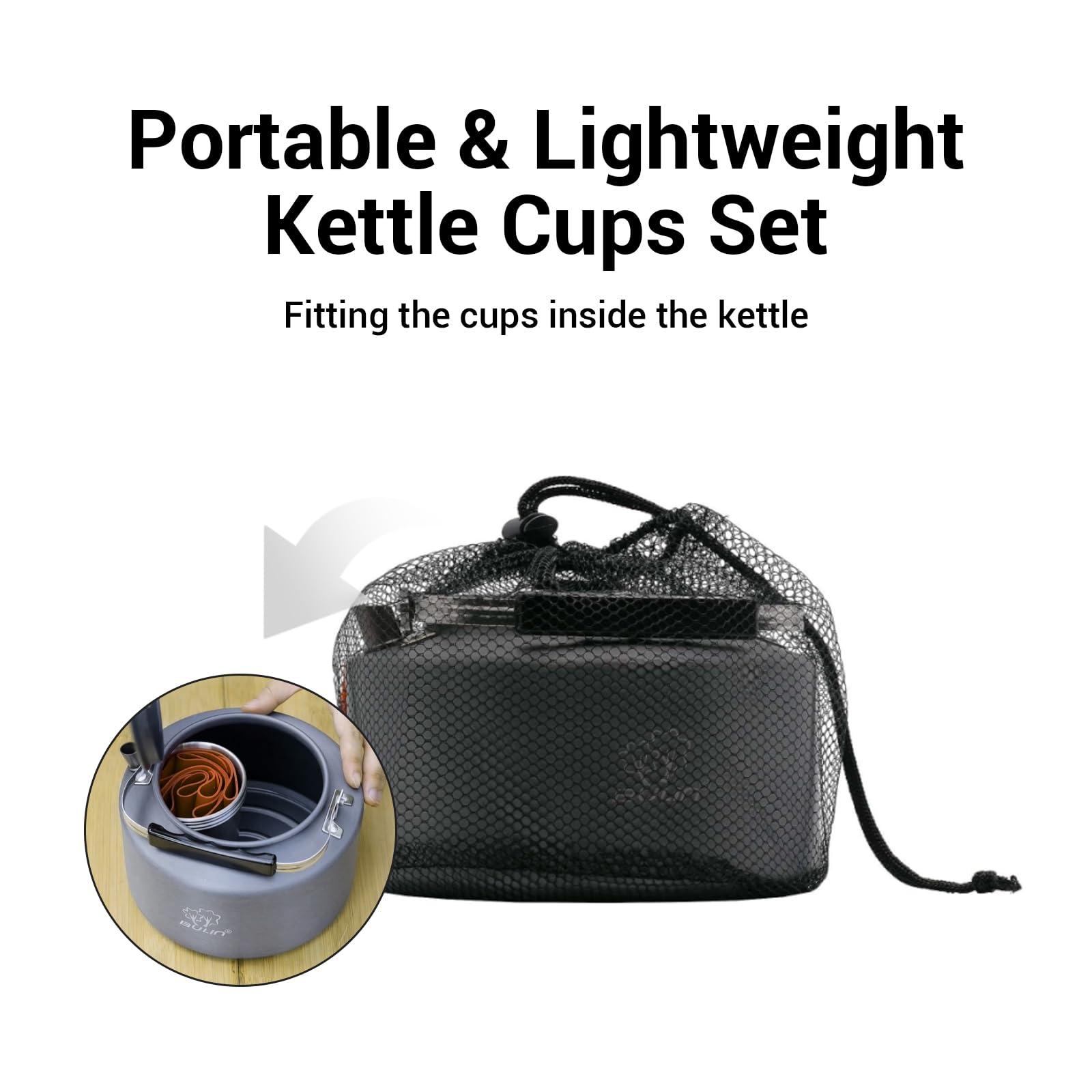 Bulin 2.2L Camping Kettle with 2&4 Stainless Steel Cups for Outdoor Camping Cookware Hiking Backpacking Kitchen Campfire and Picnic, Carrying Bag - Image 4