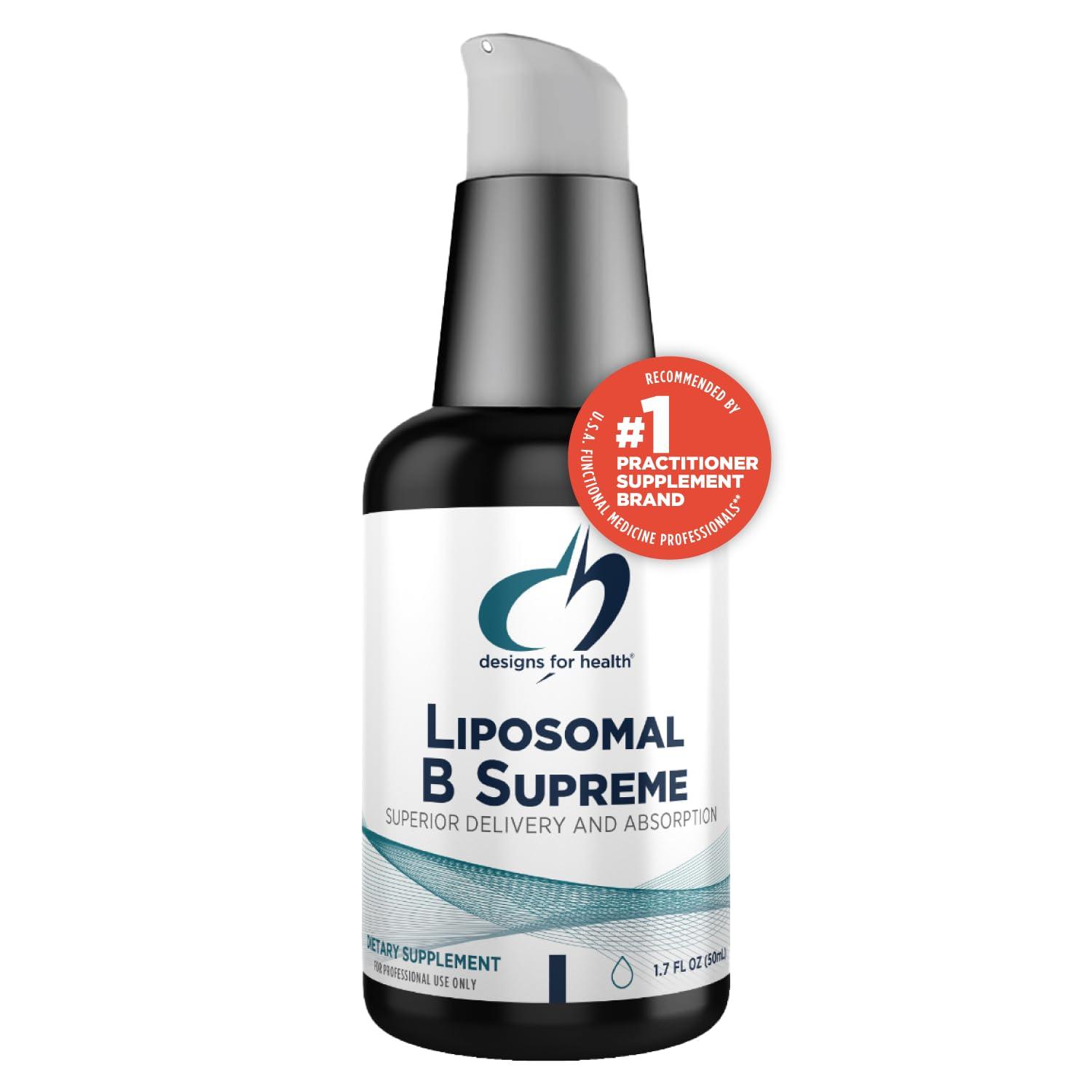 Designs for Health Liposomal B Supreme - Liquid B Vitamin Complex with Superior Absorption - Folate, Vitamin B12, B6, Biotin, TMG + More - Oral Delivery Pump with Citrus Flavor (50 Servings / 1.7oz)
