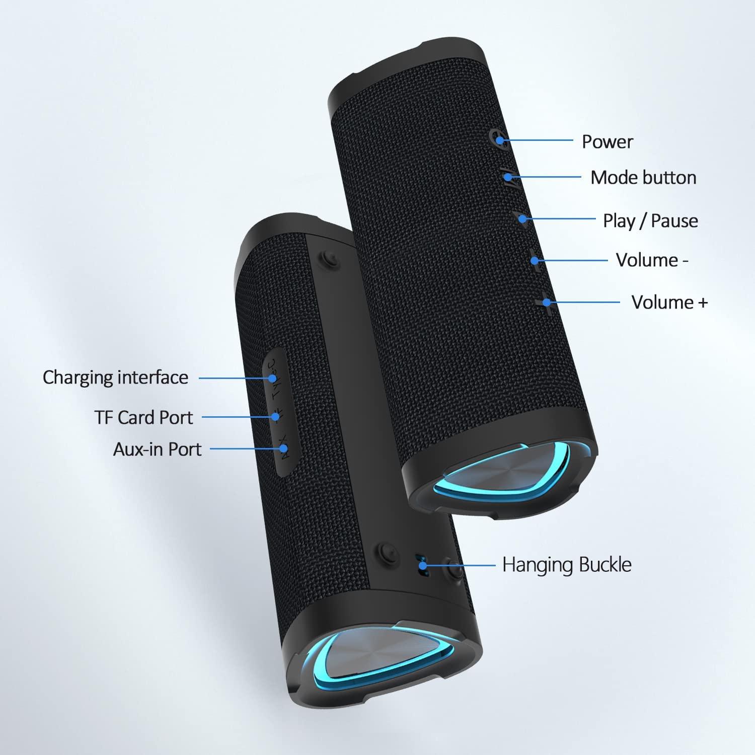 Vanzon V40 Wireless Bluetooth Speaker, Bluetooth 5.0, 24W Stereo Sound, IPX7 Waterproof Wireless Speaker, 24H Playtime - Image 6