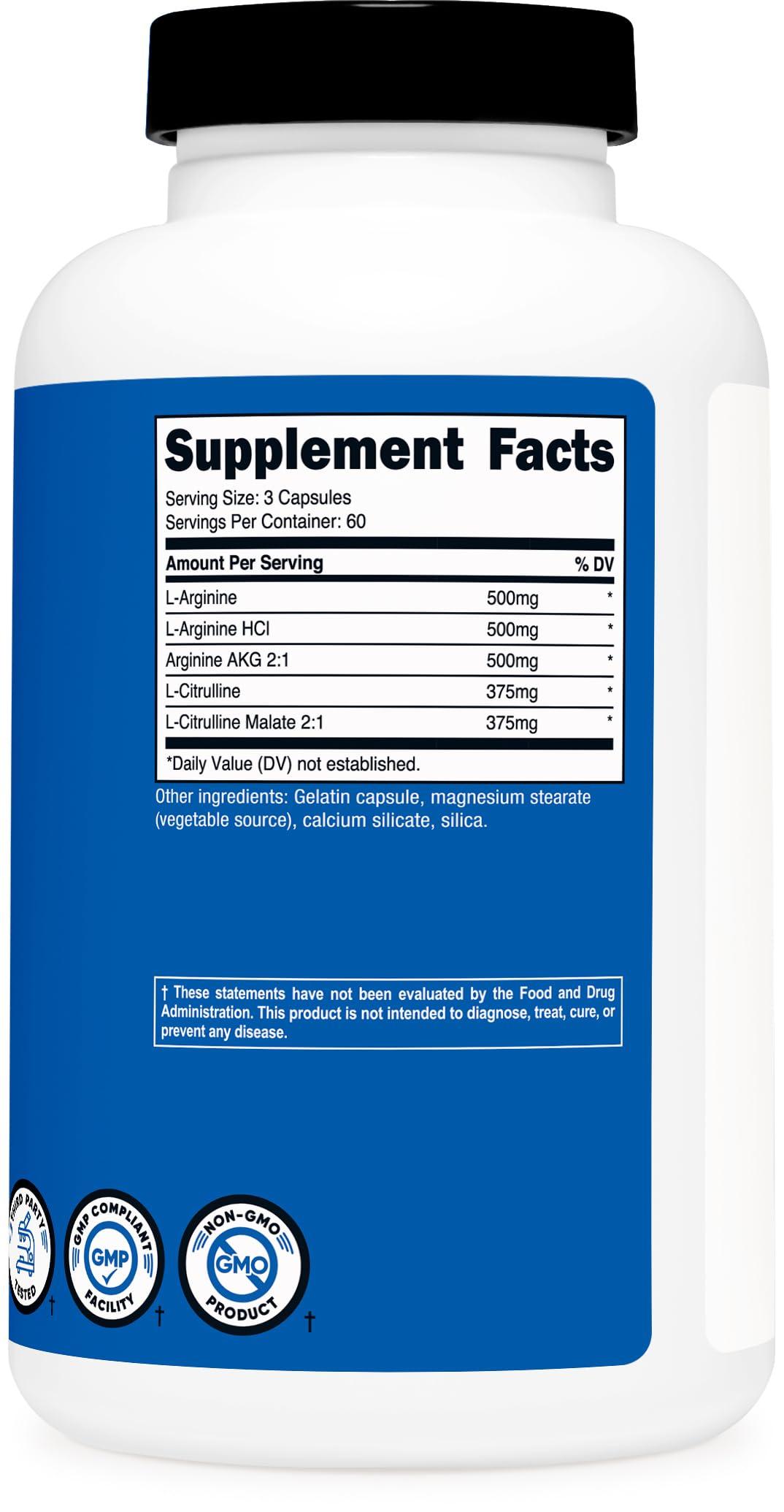 Nutricost Nitric Oxide Booster 2250mg, 180 Capsules - 750mg Per Casule, 60 Servings - Gluten Free and Non-GMO - Image 5