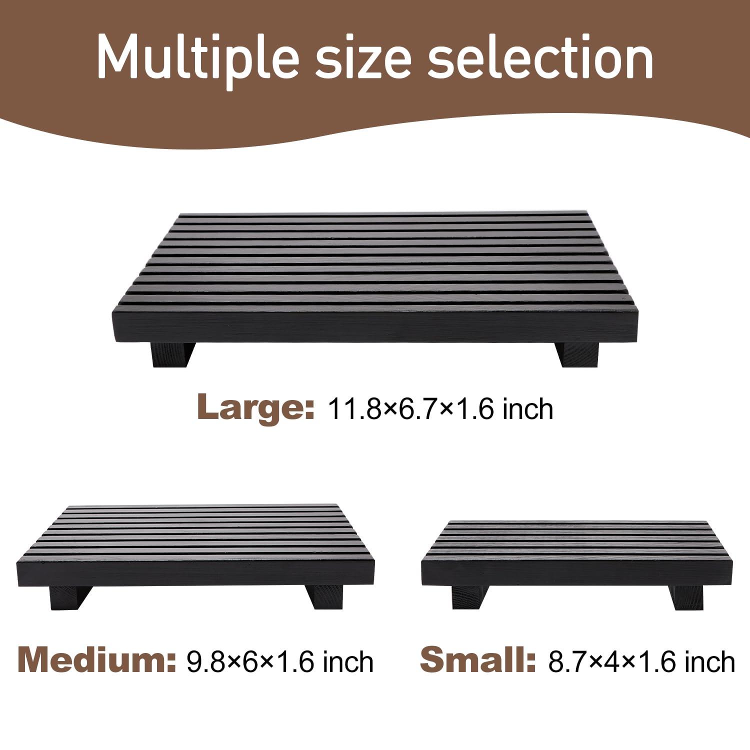 Small Black Bathroom Decor Tray for Counter Dish Soap Holder Wooden Pedestal Stand for Kitchen Sink Soap Dispenser Wood Risers Kitchen Accessories Countertop Vanity Counter Sponge Sink Tray - Image 4